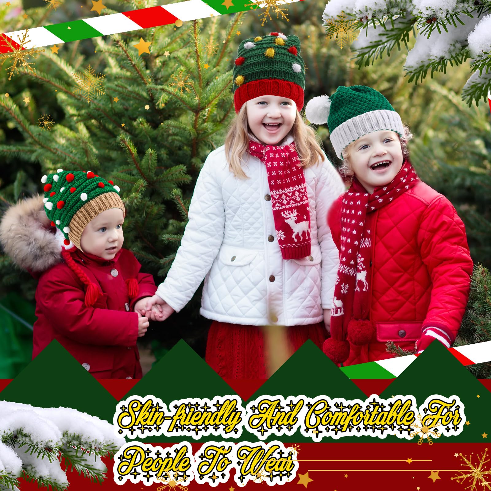 8 Stück Weihnachtsmannmützen Erwachsene Weihnachten Winter Gestrickt Häkeln Beanie Winter Weihnachtsmützen mit Pom Pom Elf Hut Urlaub Strickmütze, Mehrfarbig, Einheitsgröße