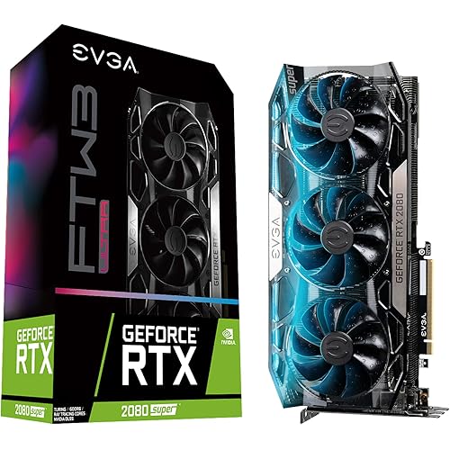 EVGA GeForce RTX 2080 Super FTW3 Ultra, Overclocked, 2.75 Slot Extreme Cool Triple + iCX2, 65C Gaming, RGB, Metal Backplate, 8GB GDDR6, 08G-P4-3287-KR