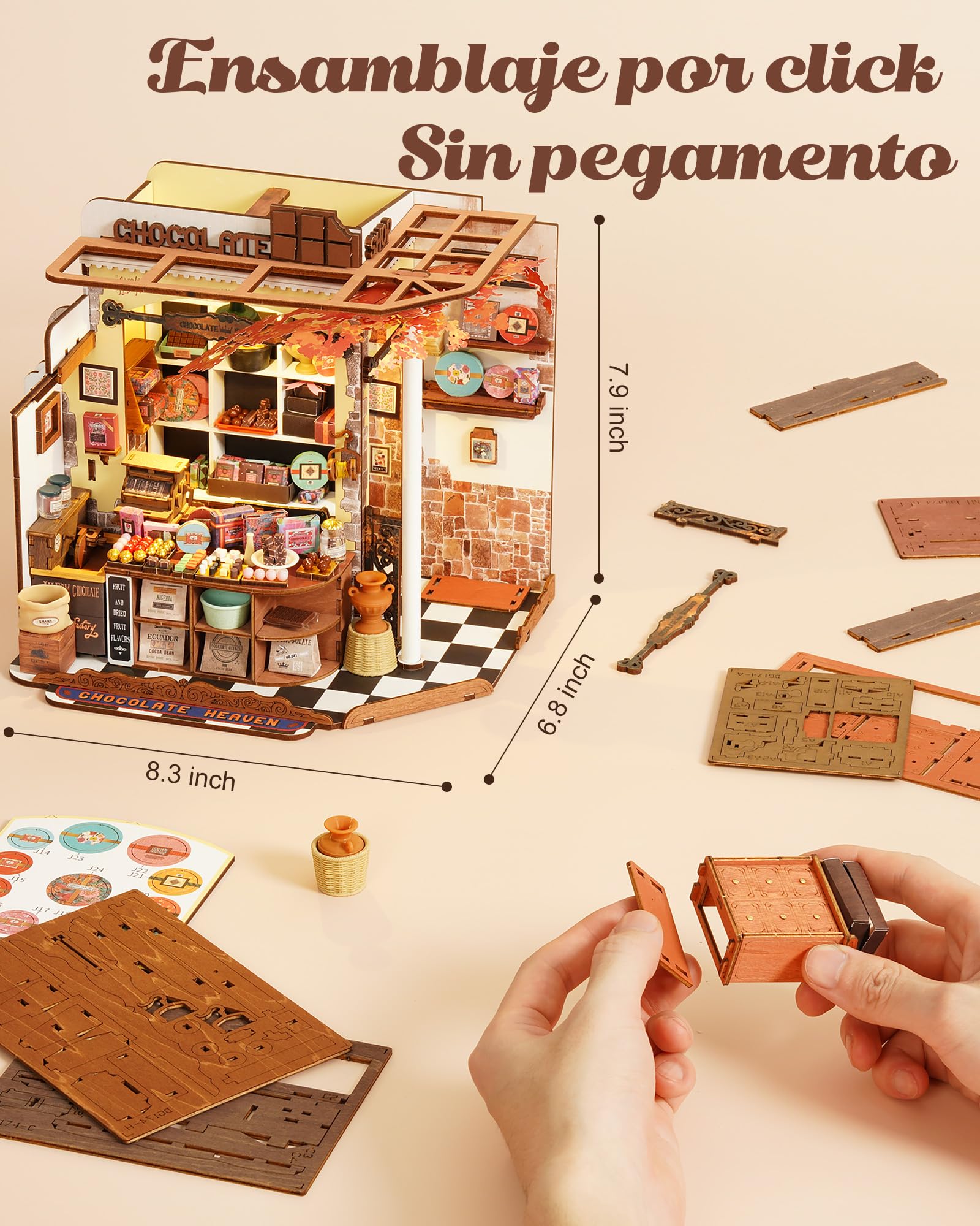 Rolife Maquetas Henry's Chocolate Shop-330 Piezas DIY Miniature House Diorama, Casas Miniaturas para Montar Puzzle 3D Madera Book Nook para Adultos Adolescentes ¡Ningún Pegamento Necesario