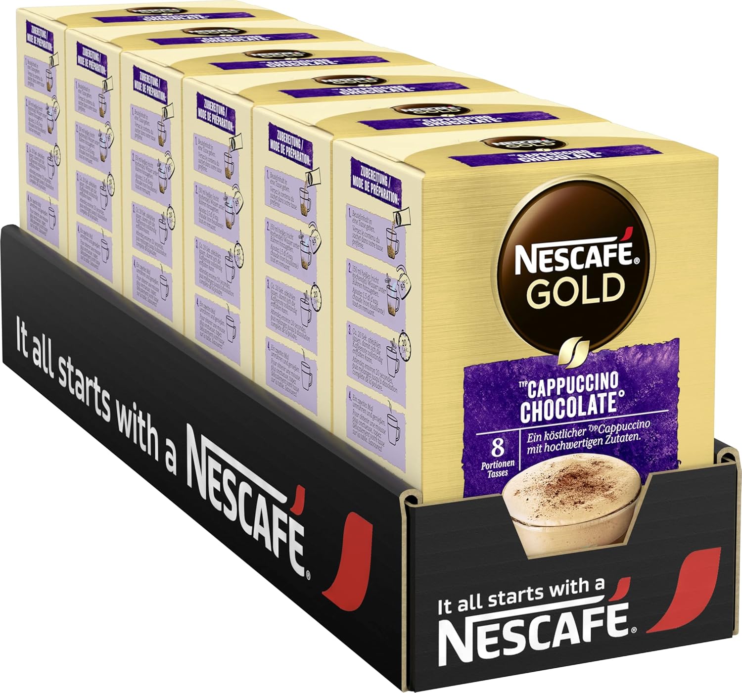 NESCAFÉ GOLD Typ Cappuccino Chocolate, Getränkepulver aus löslichem Bohnenkaffee mit feiner