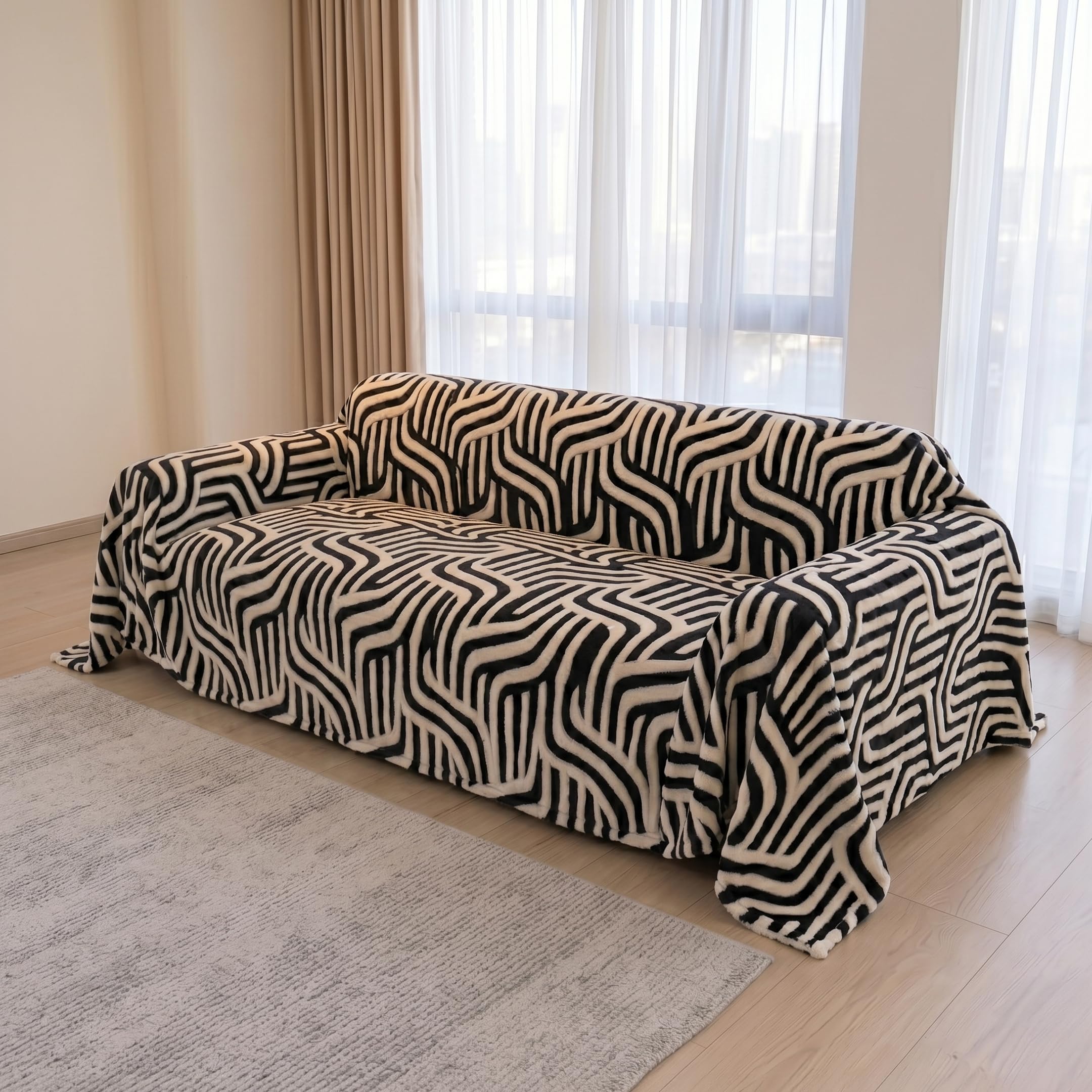 HomeEssentials Black Elegance Chenille 3 Seater Sofa Cover – Soft Plush Fabric, Anti-Slip Design, Durable & Washable Furniture Protector for Living Room Sofa/Couch-image-37