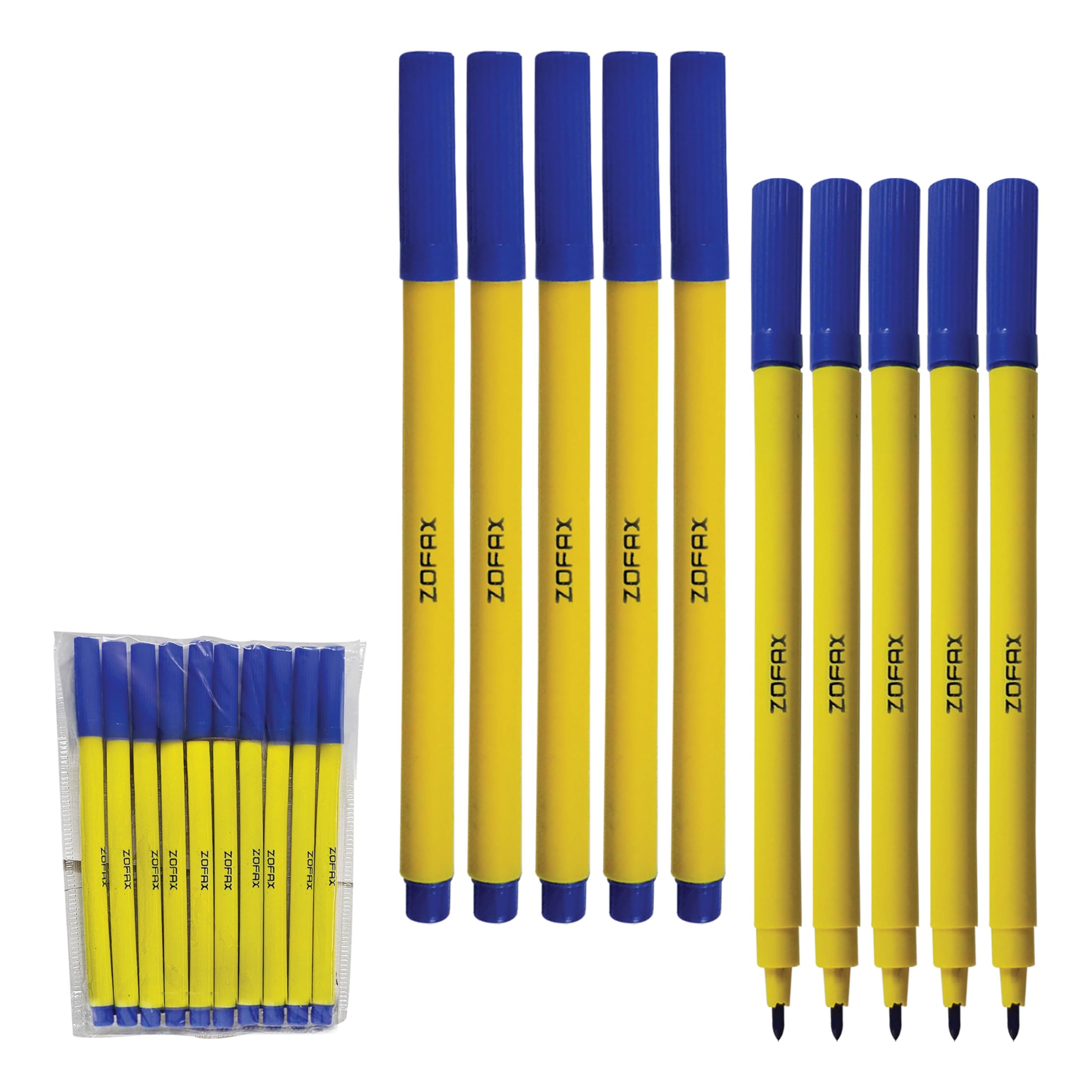 Felto Felt Tip Colouring Pens, BLUE, Fine Point, Pack of 10, Felt Tip Pens for School Office Home Everyday Use, Ideal for Draw Sketch Write Mark Colour — image 1
