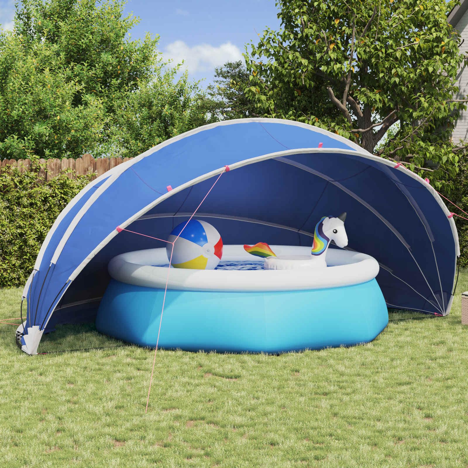 Dôme de piscine pliable vert 546 x 516 x 250 cm avec tendeurs pour réduire les pertes de chaleur et sac de transport, protection de piscine résistante aux UV