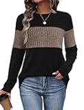 Womens Sweaters Trendy Color Block Tops Long Sleeve Shirts Fall Outfits Early Fall Fashion 2025 Winter Clothing