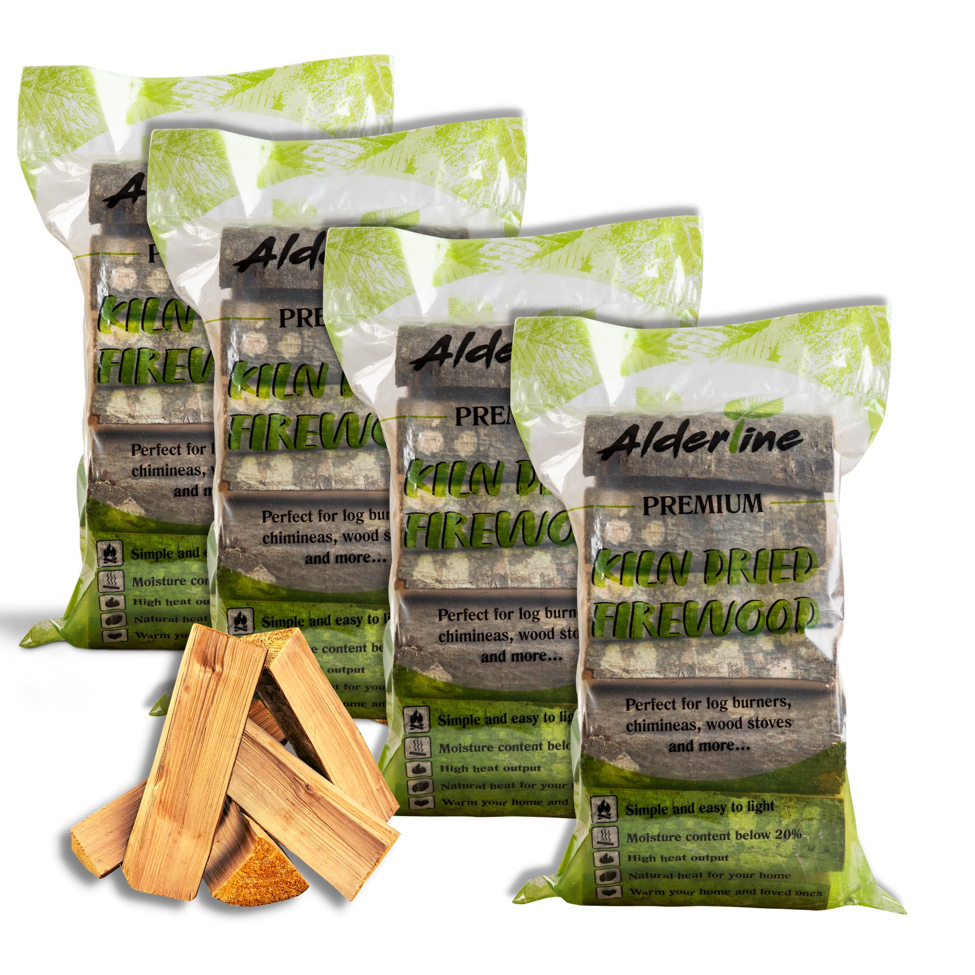 Alderline Brown Kiln Dried Firewood Logs For Fireplace, Firepit, Chiminea, Campfires, Pizza Ovens And More, 25Cm