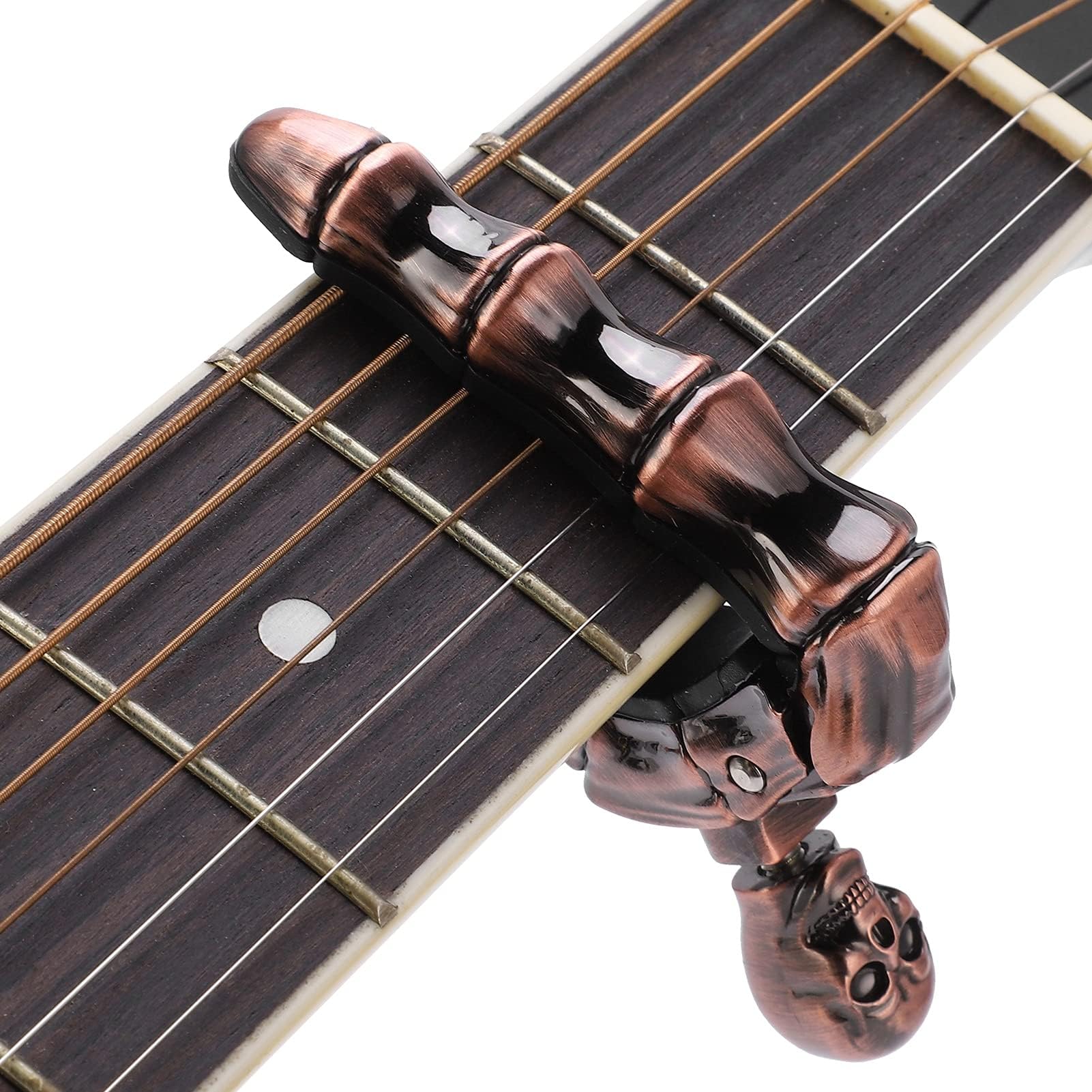 58x85mm/2.2x3.3in Acoustic and Electric Guitars Capo, Alloy Silicone Diacritics Skull Ukulele Capo for 6-String Guitars