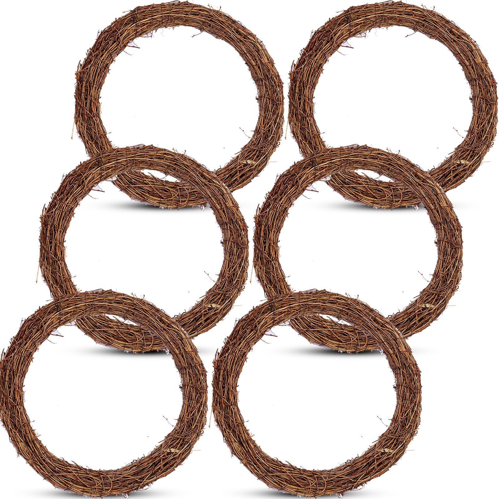 Suzile 6 Pcs 24 Inches Grapevine Wreath Round Bulk Grapevine Wreaths