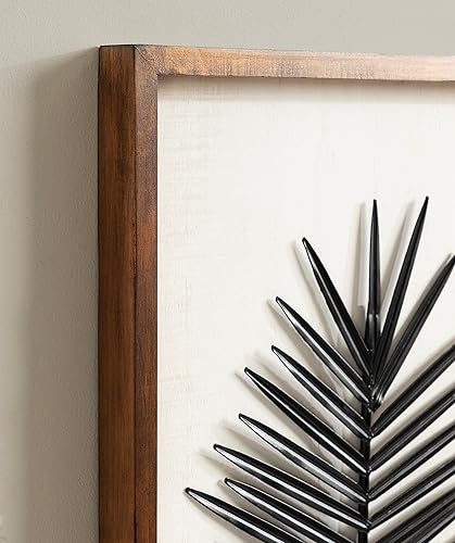 Miniatura 5 de Kate and Laurel Pindo - Placa de arte de pared de hojas de metal de transición, 15 x 24 pulgadas, marrón rústico y negro, arte decorativo moderno