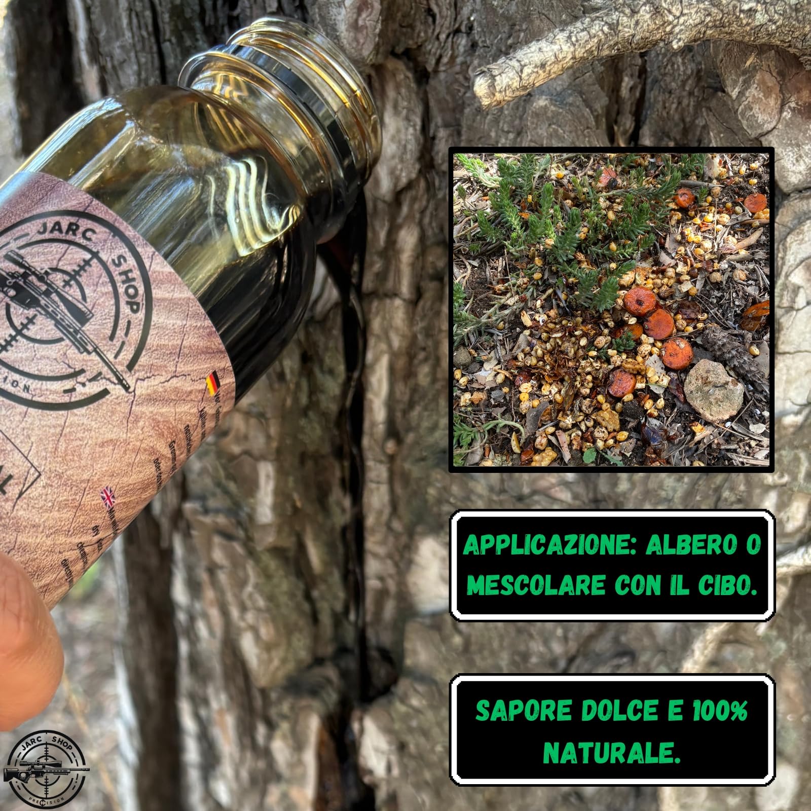 1 unità 500 ml ATTRATTIVO PER CINGHIALI e CATRAME CINGHIALI. Formula naturale ad alta attrazione per cinghiali e caprioli I Azione efficace su cervi e cinghiali I Stimolante per volpi selvatiche.