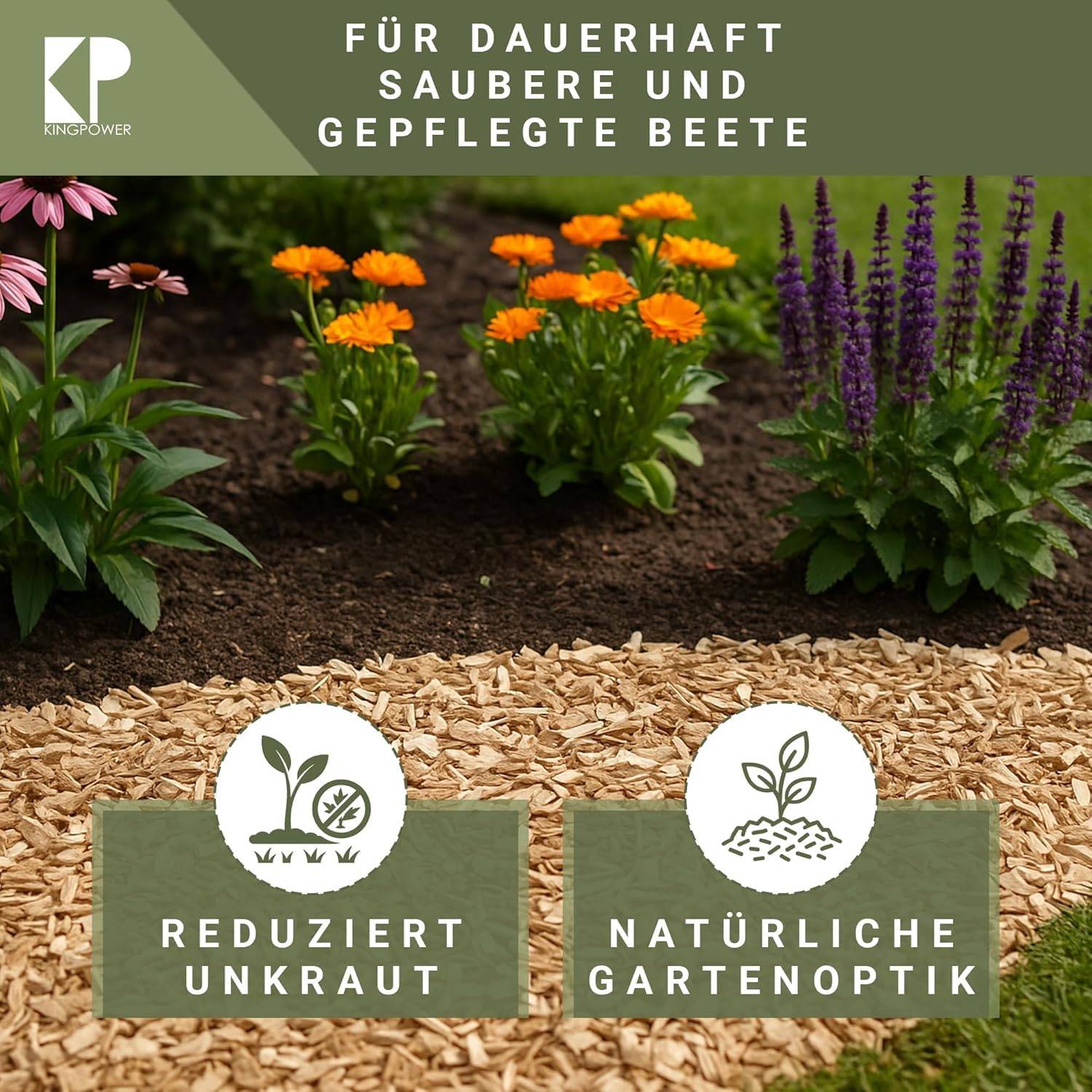 kingpower Hackschnitzel für Ofen Rindenmulch für Garten Hochbeet Holz Pflanzen Einstreu Holzhackschnitzel Grob Holzschnitzel Streu Beet Abdeckung Deko Abdeckung 100-500 L