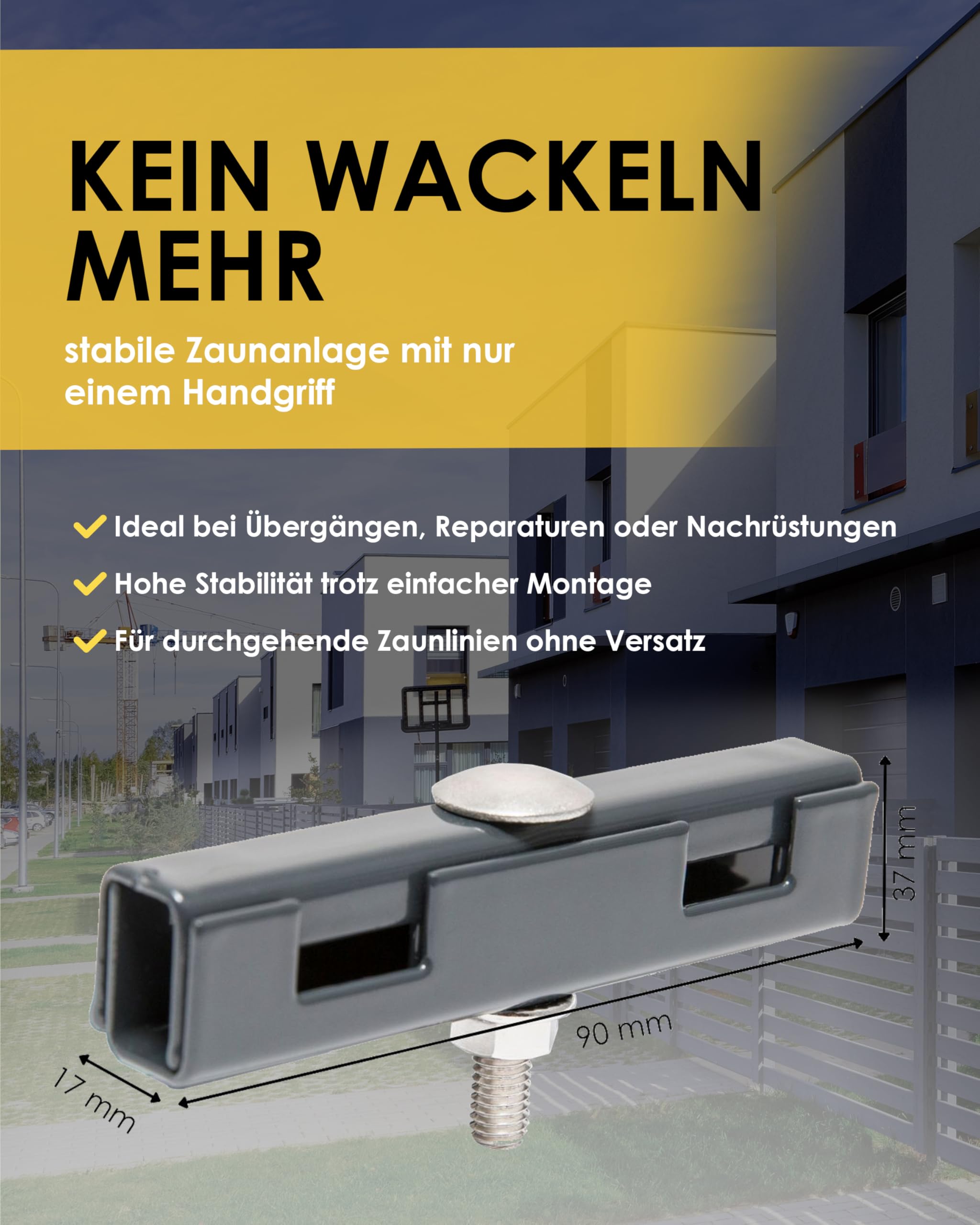Zaundirekt U Mattenverbinder 10er Pack - U-Form Doppelstabmattenzaun Verbinder für leichte und schwere Zäune - Gittermattenverbinder in Anthrazit