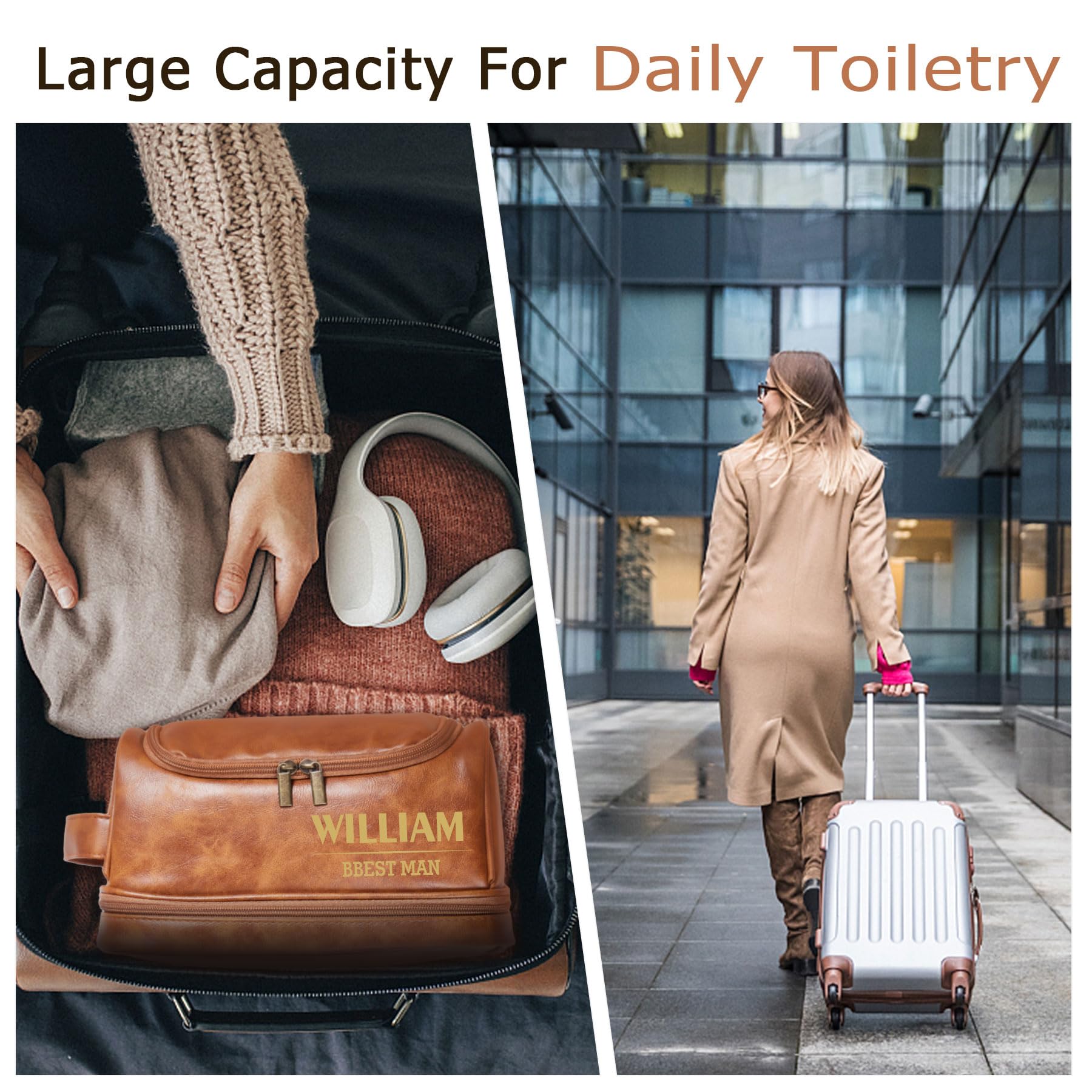Neceser personalizado para hombre, Estilo 1 - Personalizado, Bolsa de transporte para hombre con gancho para colgar