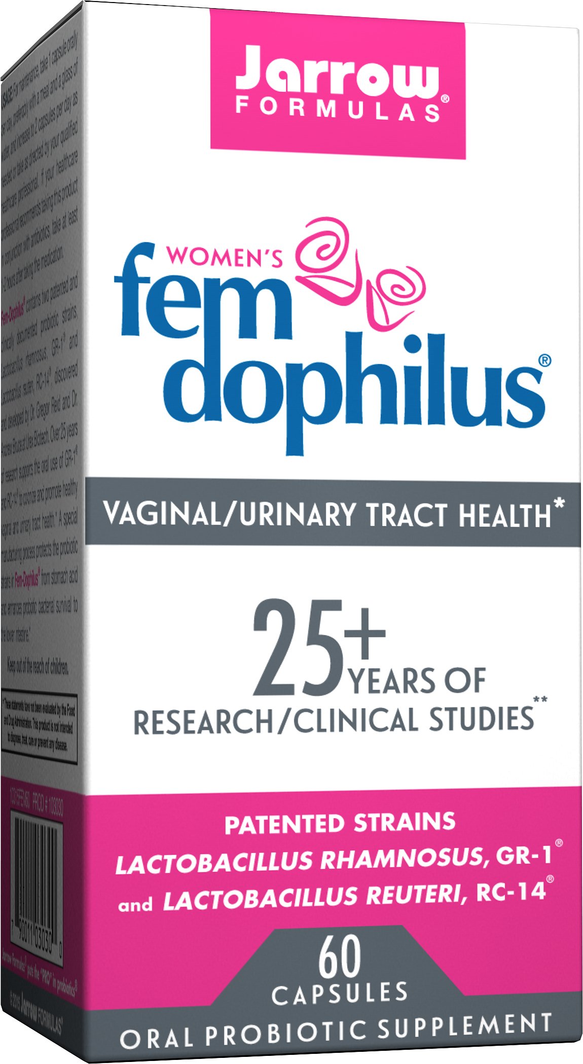 Fem-Dophilus, 5 Billion Organisms Per Cap, Supports Vaginal and Urinary Tract Health, 60 Count (Cool Ship, Pack of 3)