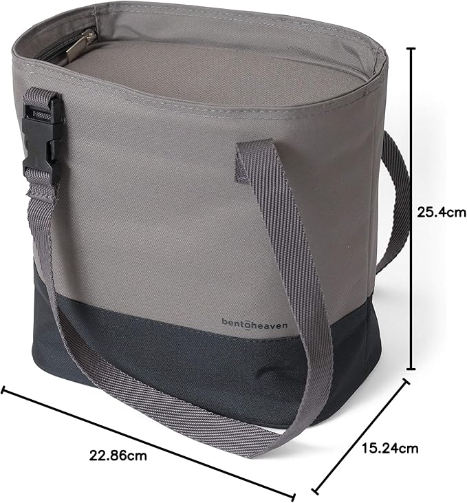 Designed with your convenience in mind, this lunch tote strikes a balance between portability and ample storage space. With dimensions of 10 x 9 x 6 inches, it offers sufficient room to pack fruit, food, and drink containers, or up to nine cans, directly into its easy-to-clean, wide-open interior. Tailored specifically for the Bentoheaven range but compatible with most other lunch boxes and cans, this tote makes packing a breeze. The inside compartment features a food-safe aluminum foil lining with thick insulation, ensuring meals stay warm and drinks cold for up to four hours, or longer with an additional ice pack.