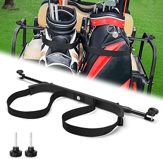 10L0L Universal Golf Cart Golf Bag Attachment Golf Bag Holder Bracket Rack for EZGOTXT RXV Club Car DS Precedent Tempo Onward/Yamaha G2-G29 Rear Seat Black,Adjustable,No-Drilling,with Sturdy Clamp