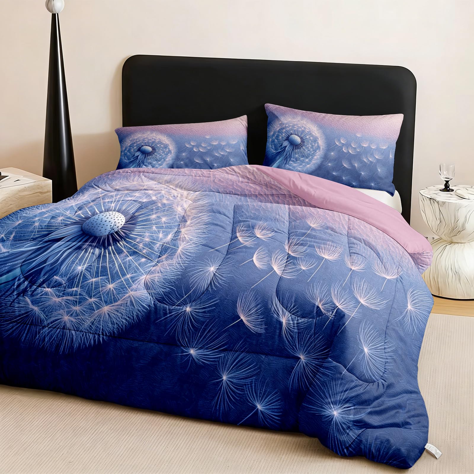 VULORA Bettdecke ohne Bezug 155x220 cm Löwenzahn Blumen Wende Steppdecke