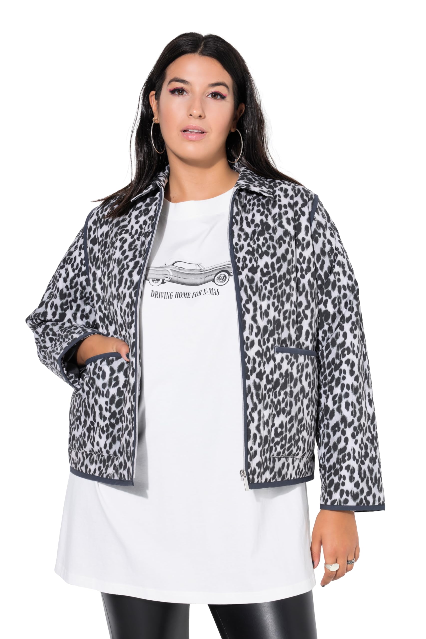 Studio Untold Damen große Größen Übergrößen Plus Size Steppjacke, Oversized, Leo, Rundhals 845629