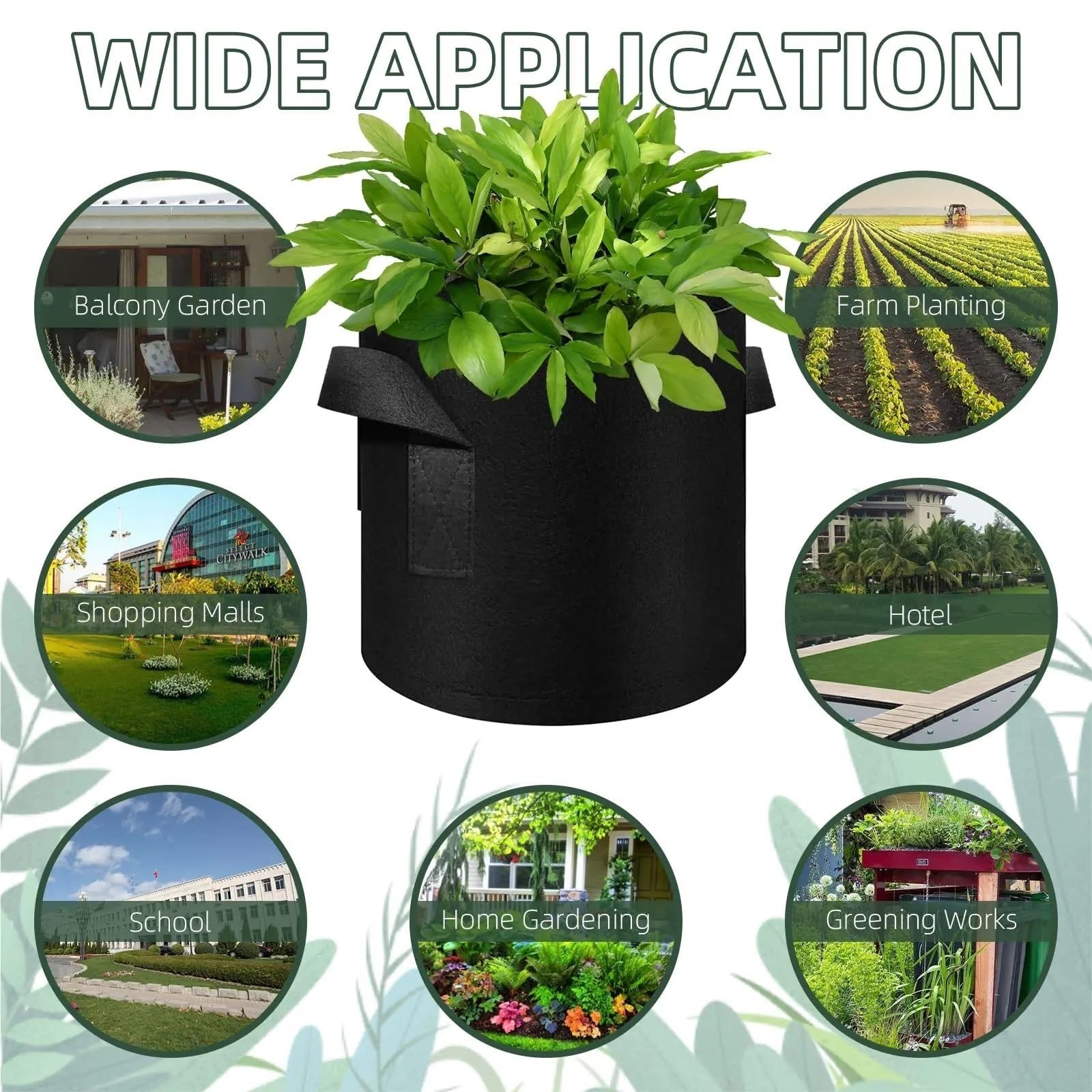 Paquet de 5 Sacs Culture, Pots en Tissu Non tissé for Plantation Jardin avec poignée renforcée (3 gallons, 4, 7, 30 gallons) pour Plantes(7gallons 30x35cm)