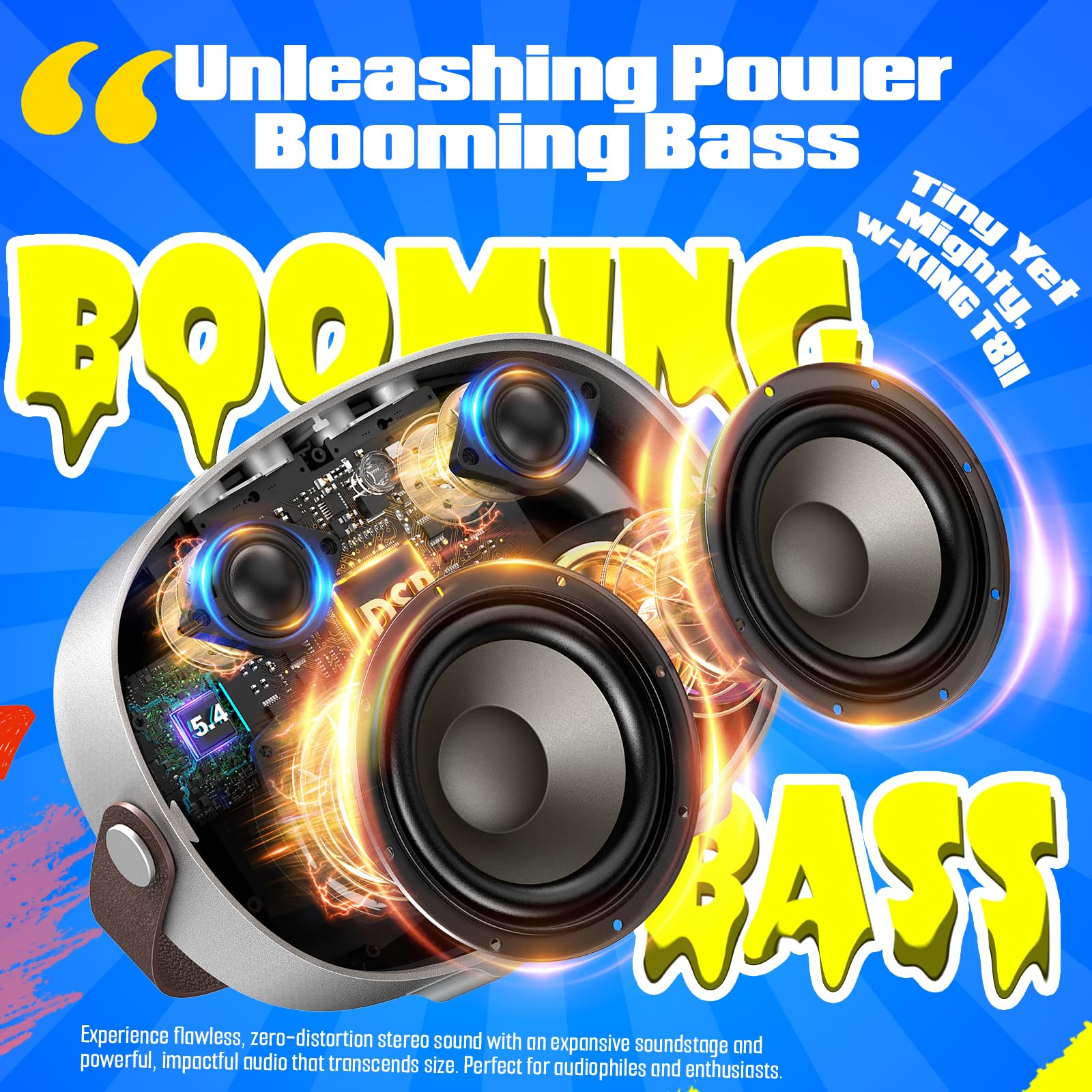 W-KING T8II Cassa Bluetooth Potente Portatile Altoparlanti, 96W Picco Boombox Potente Esterno con Subwoofer, Bassi Profondi, Ricarica Rapida, LED/BT5.4/U-Disk/AUX, Party Altoparlante Grande (Pittura)