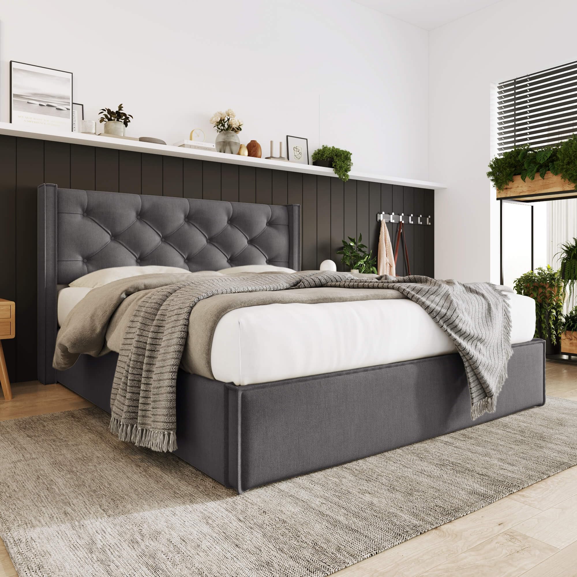 Zravenna Cama Tapizada Con Espacio De Almacenamiento
