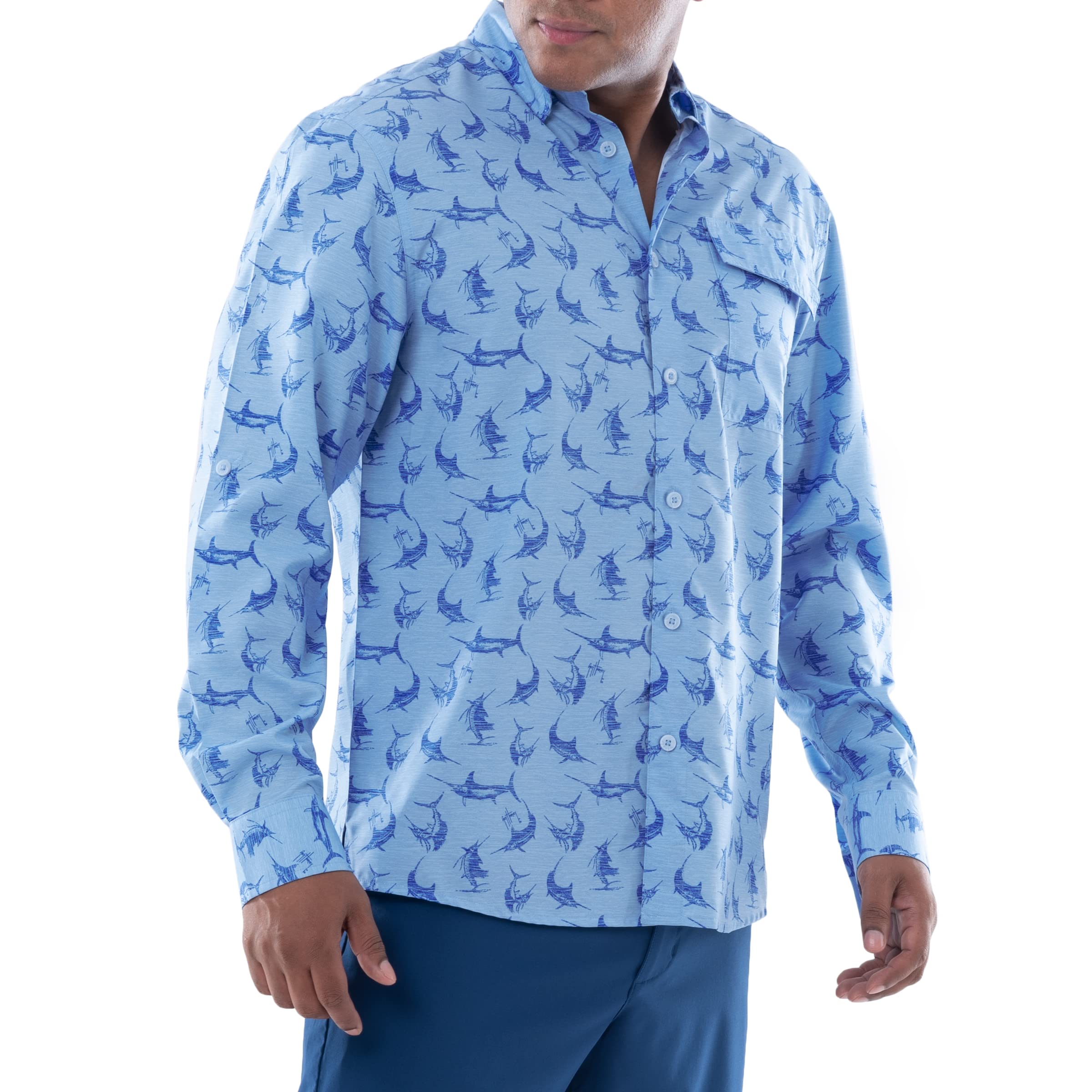 Guy HarveyMen's Long Sleeve Performance Fishing Shirt