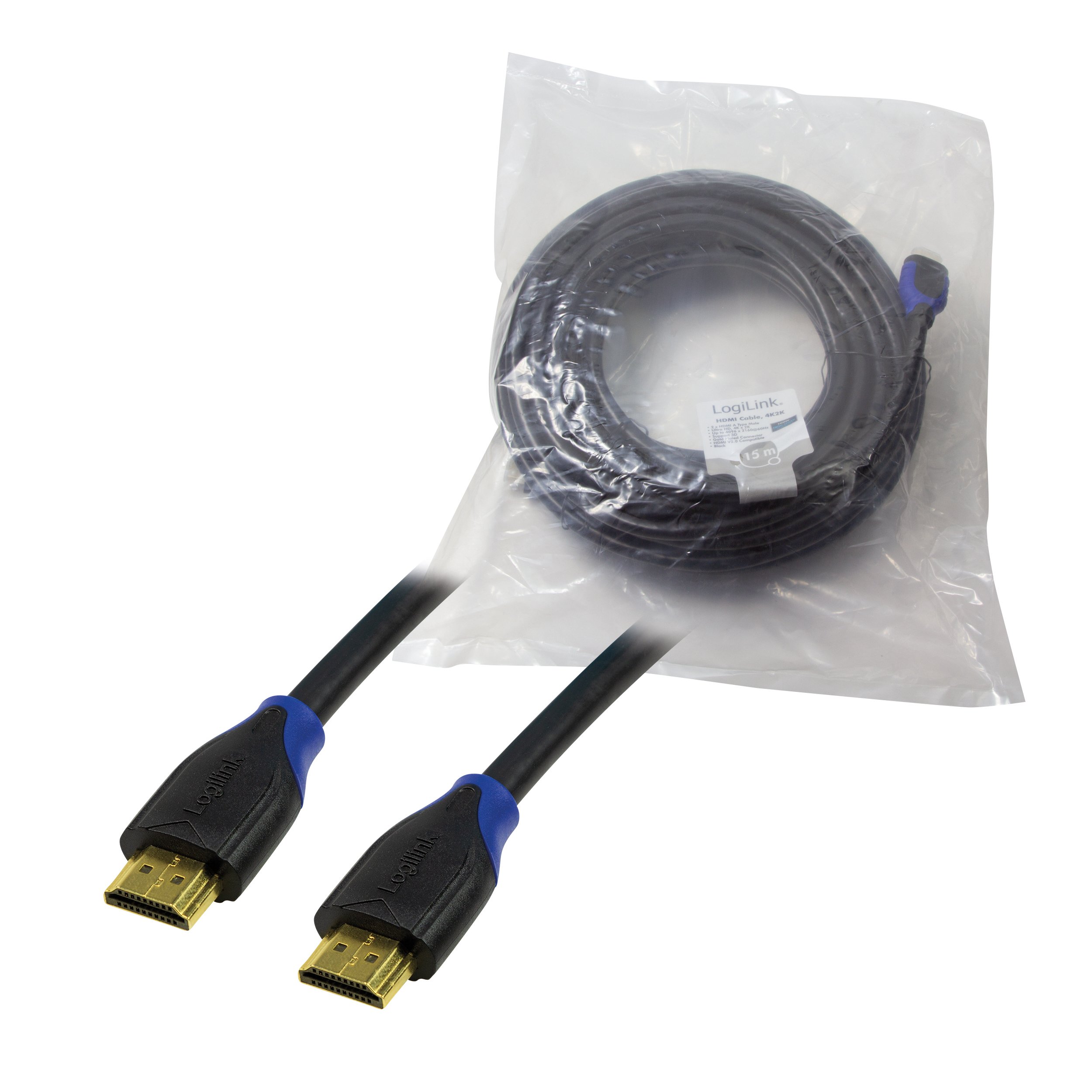 LogiLink CH0067 kabel przyłączeniowy HDMI, standard: High Speed z Ethernet do rozdzielczości do 4096 x 2160, Ultra HD i 3D czarny, 15 m