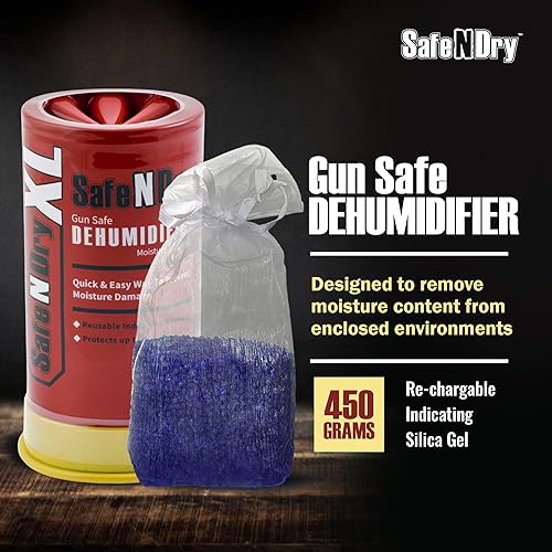 Miniatura 2 de Deshumidificador XL seguro para pistola  Absorbedor de humedad portátil, evita la corrosión, 15.87 oz reutilizable indicador de gel de sílice