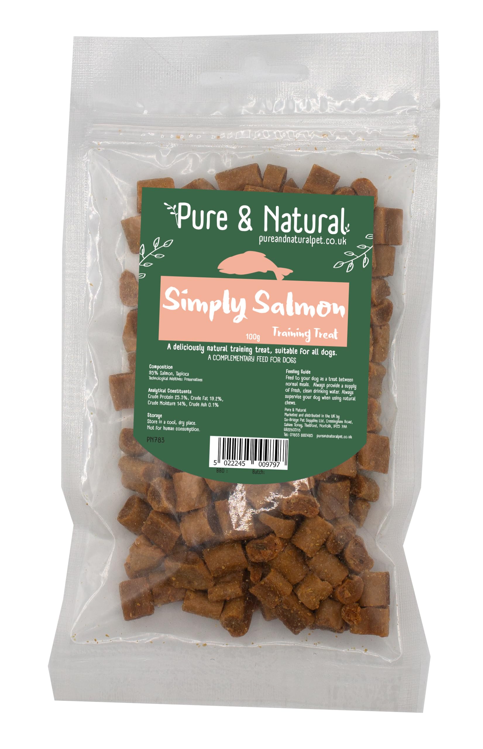 Pure & Natural Grain Free Dog Treats for Training - high value dog training treats Value Dog Training Treats | Healthy Dog Treats for Small Dogs to Large Breeds - Salmon, 100g