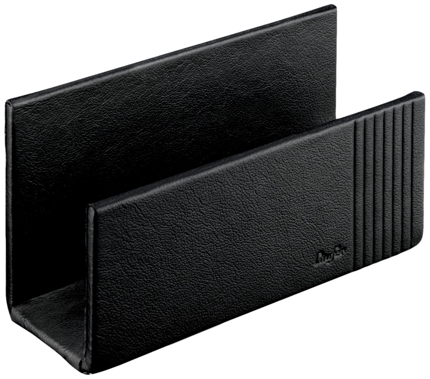 Läufer 33096 Ambiente La Linea - Soporte de piel auténtica para cartas, 16 x 6,5 x 8,5 cm, color negro