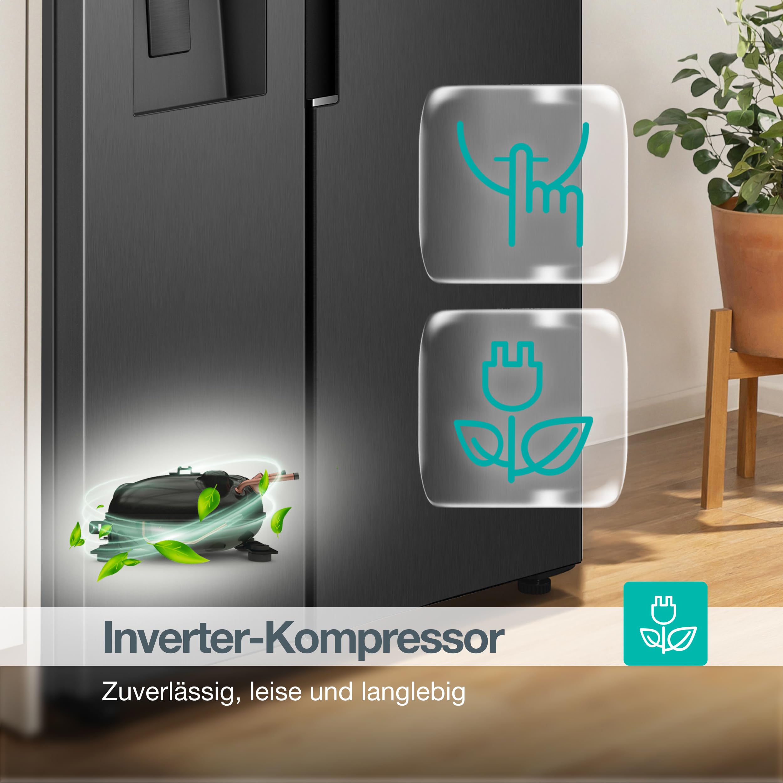 Gorenje NRS917C61BX Kühl-Gefrierkombination/Freistehend/Side-by-Side/ 528 Liter/EEK C/ 37dB/ Eis&Wasserspender/NoFrost Plus/MultiFlow 360°/ FastFreeze/ (B×H×T): 91,1 × 178,6 × 61,5 cm/Schwarz