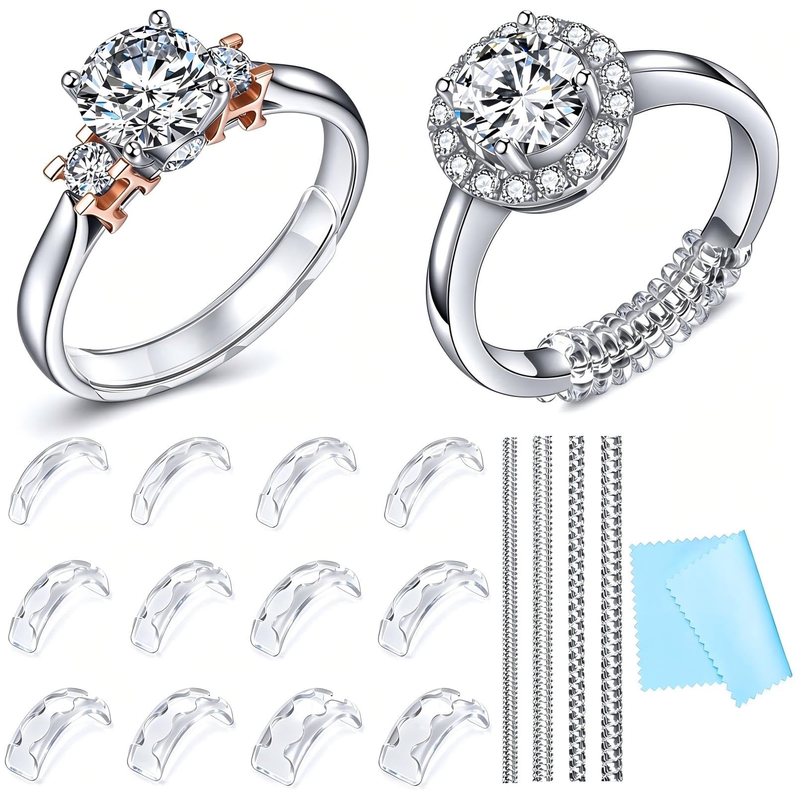 Haiou Ring Size Adjuster for Loose Rings - Clear Invisible Ring Guard, Spacer &amp; Tightener | Sil. Resizer Extender