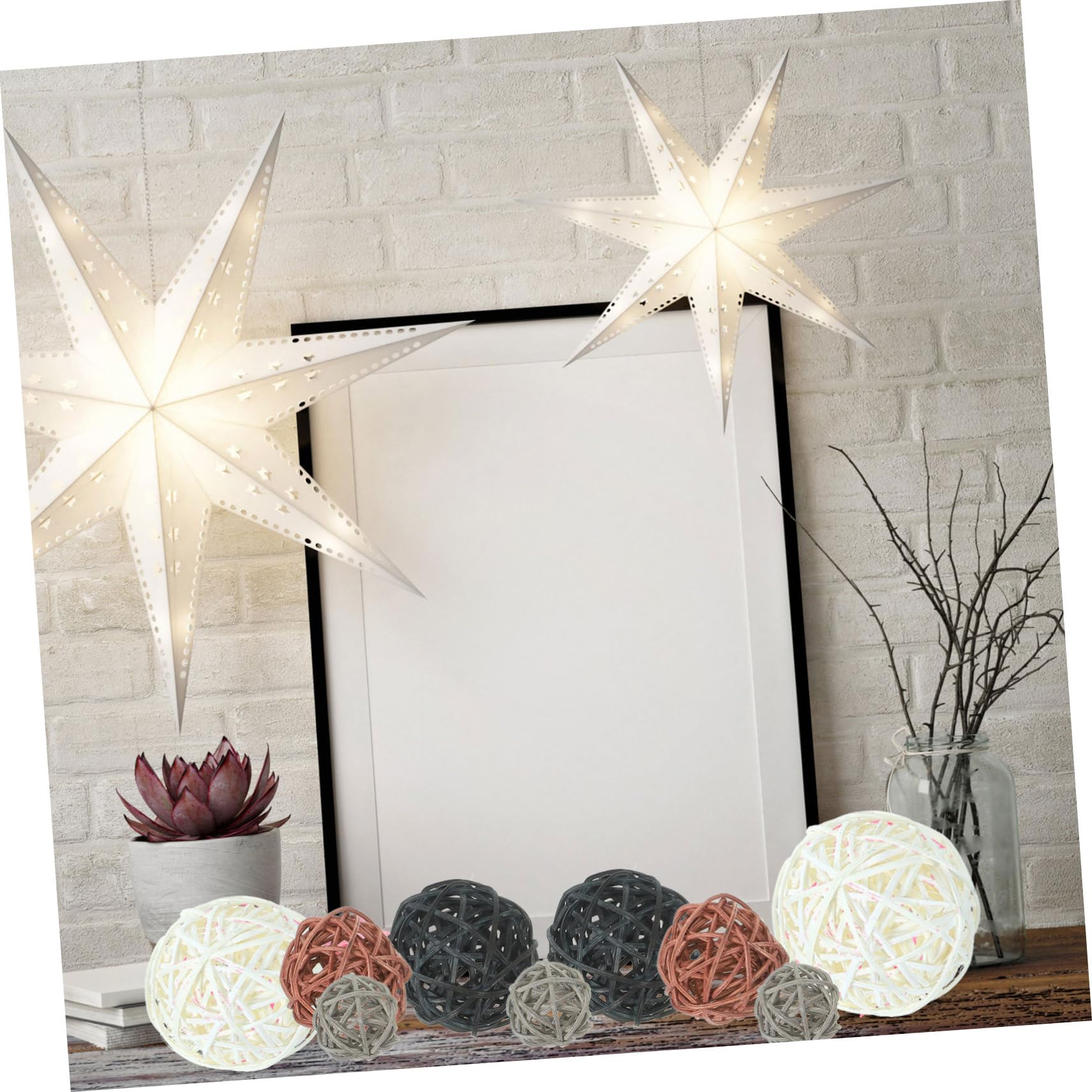 Cabilock 144 Piezas Decoración de Bolas de Mimbre Takraw batería de Luces de Hadas Bolas de Musgo árbol Juguetes para Mascotas Colgante de Bolas de ratán Manualidades Creativas Rota