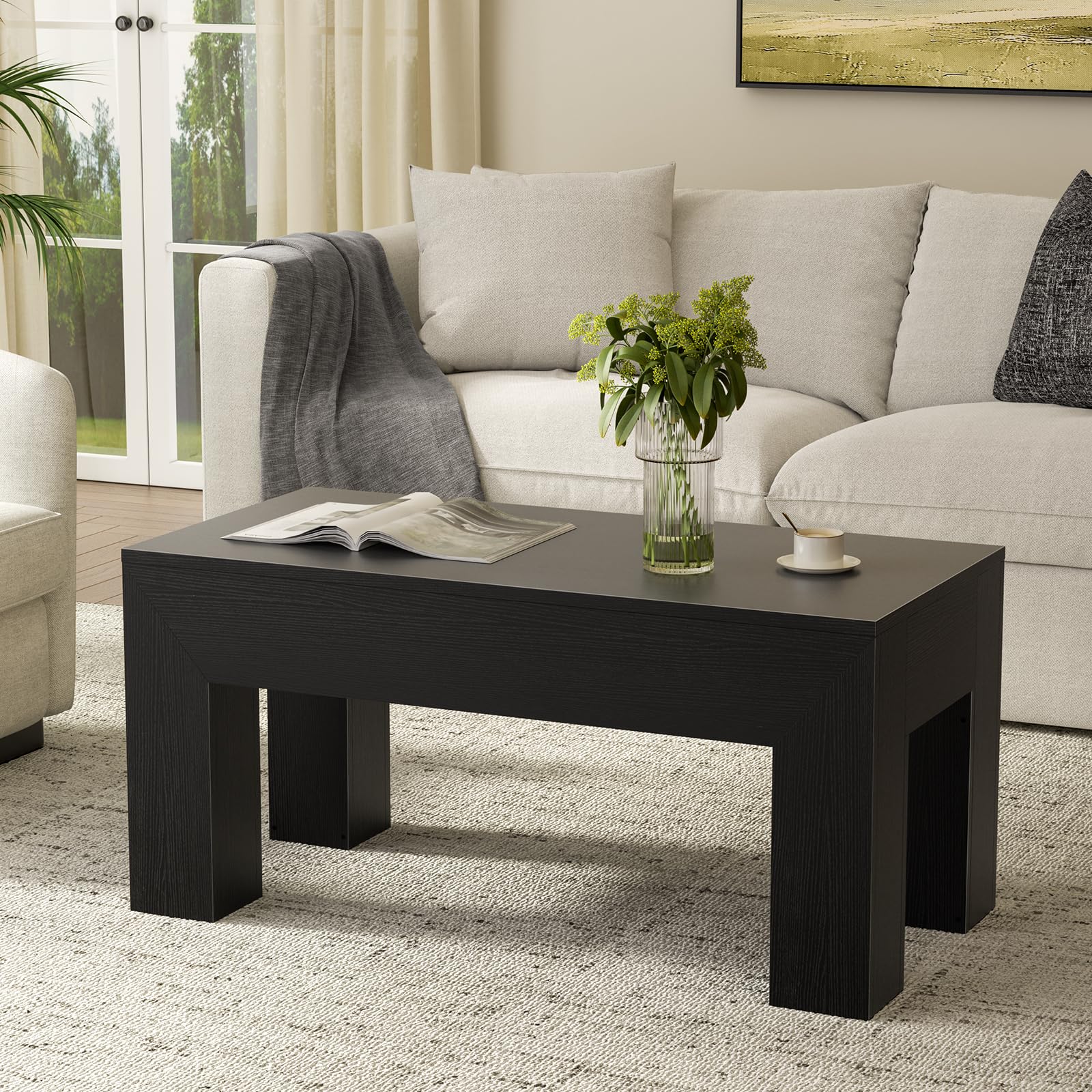 The 5 Best Lift Top Coffee Tables of 2026 4 FABATO 41.7” Rectangular Lift Top Coffee Table Hidden Compartment, Black | Moder - product photo