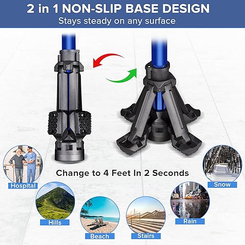 Miniatura 6 de LIXIANG Bastón de caminar para mujeres para estabilidad, personas mayores, equilibrio, plegable, plegable, resistente, ajustable, plegable, a la