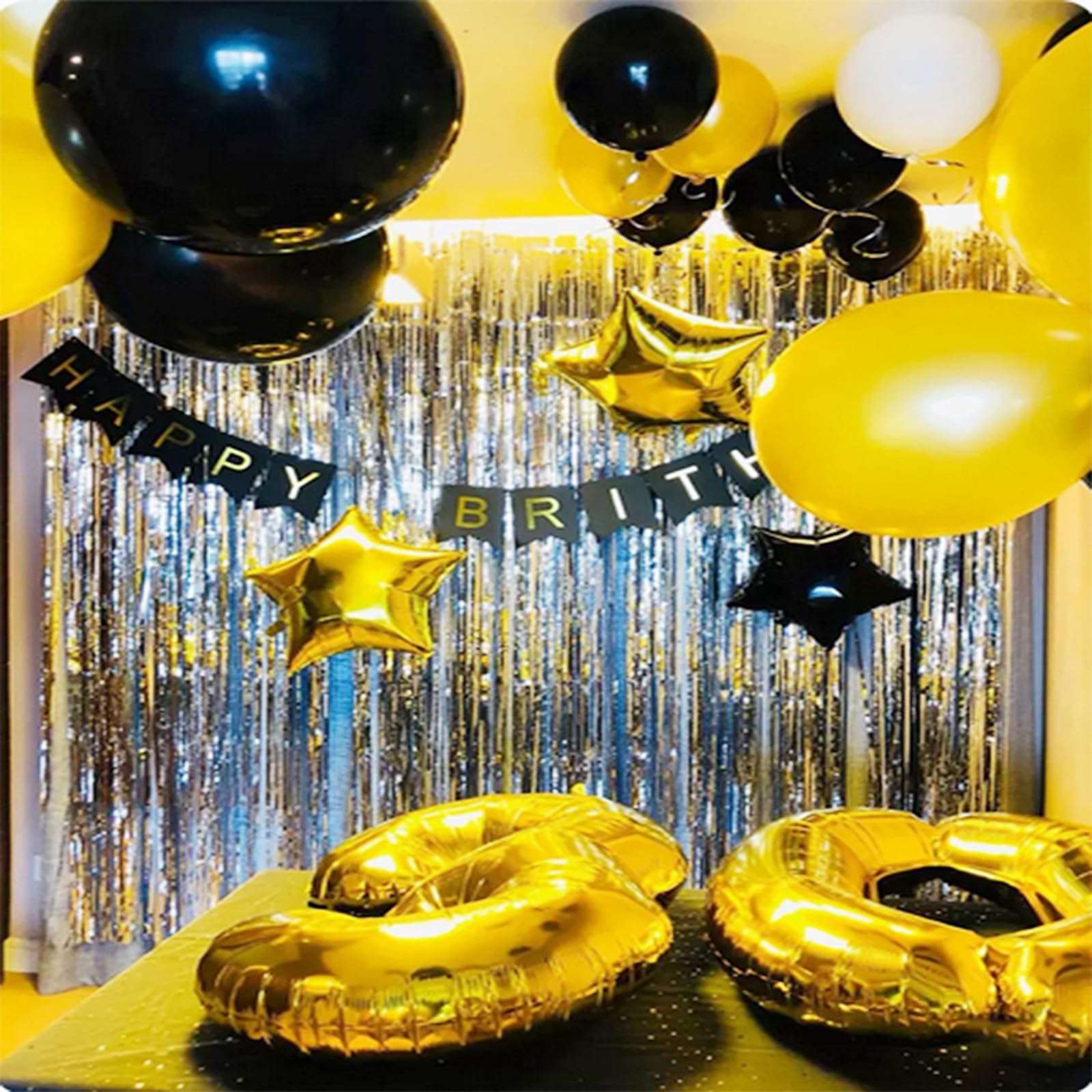 AILEXI 2 confezioni 1M*2M tende frangia tenda luccicante decorazione della per compleanno forniture festa nozze - Argento