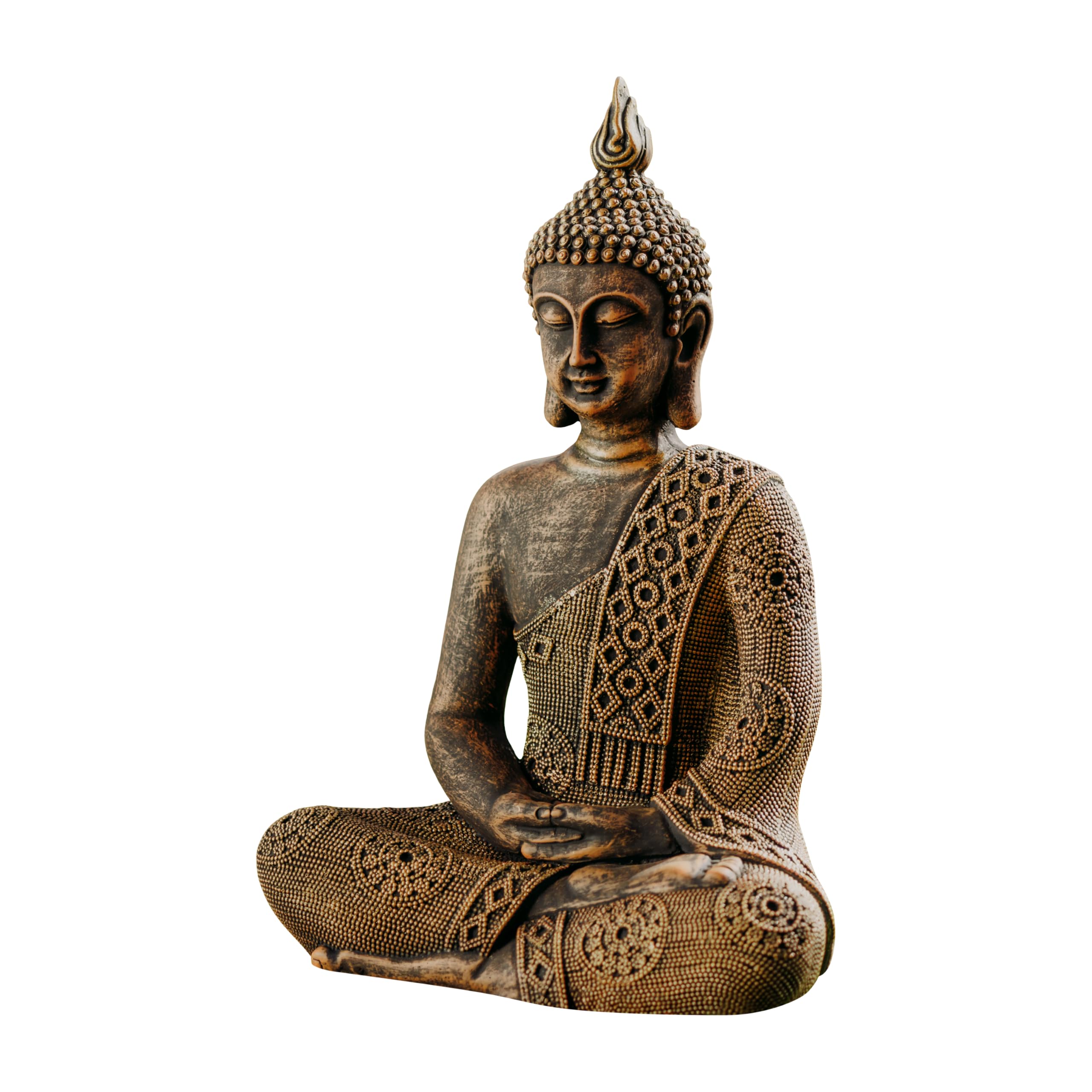 gartendekoparadies.de Thai Buddha Garden Statue Cast Stone 49cm Height 16kg Gold/Exclusive Frost Resistant