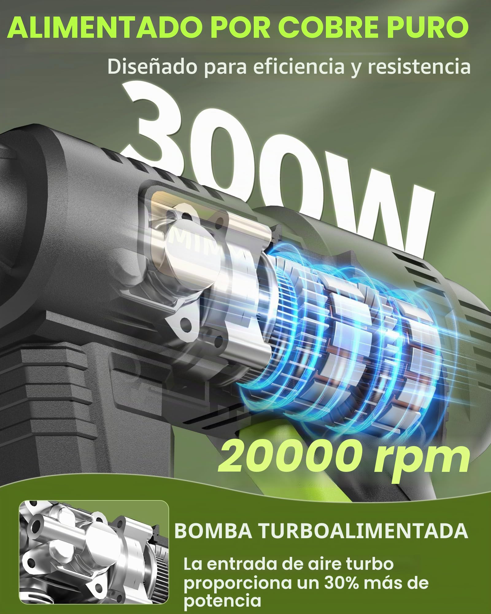Hidrolimpiadora Bateria No Incluidas, 120 Bar Hidrolimpiadora de Alta Presion con Motor sin Escobillas, 3 Niveles Ajustables, Hidrolimpiadora para Limpieza de Autos y Jardines