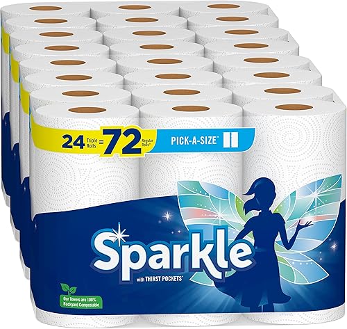 Sparkle Pick-A-Size - Toallas de papel, 24 rollos triples 72 rollos regulares