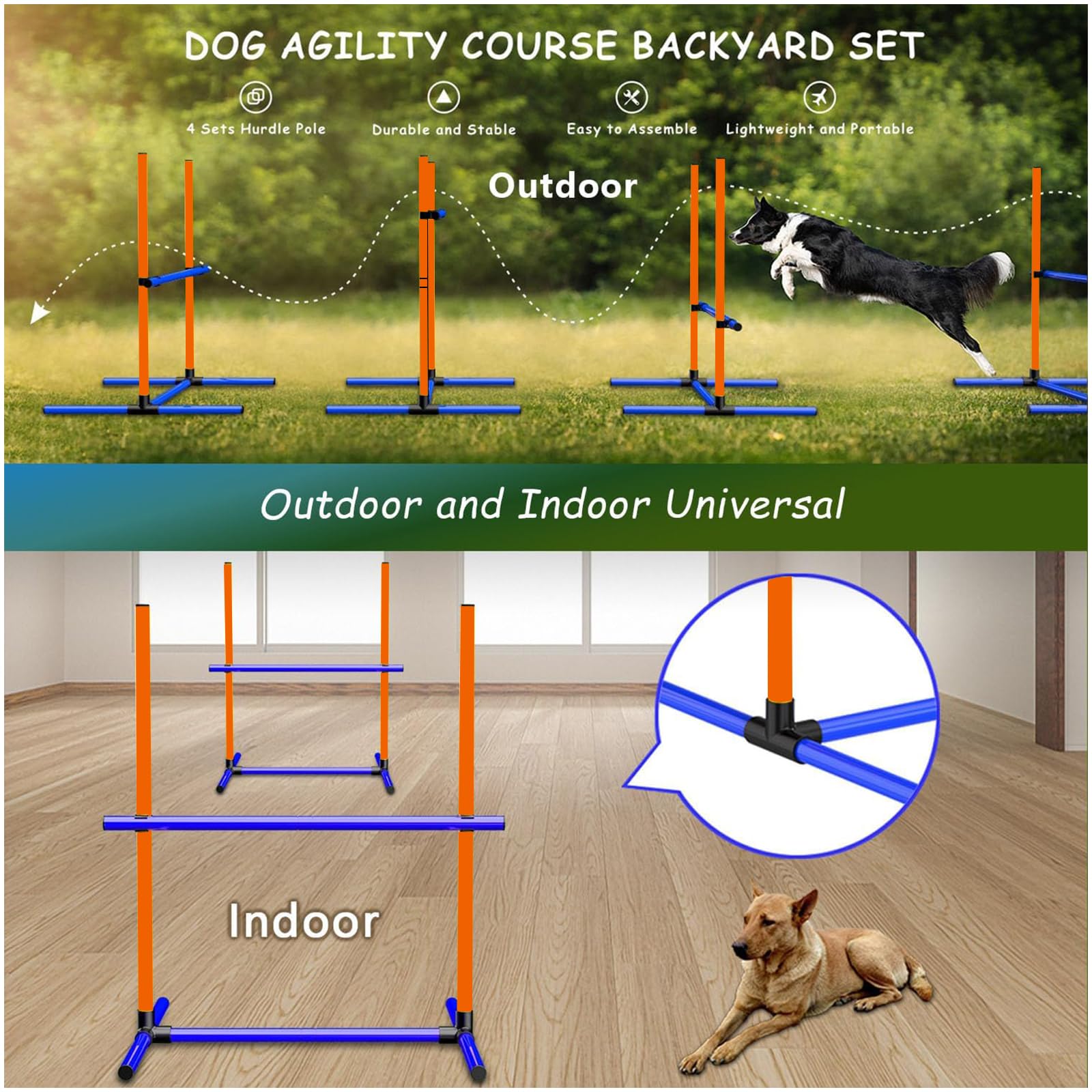 Agility Set Hunde Hürdenset Ausrüstung für Hundetraining mit 6 x Hürden Höhenverstellbar
