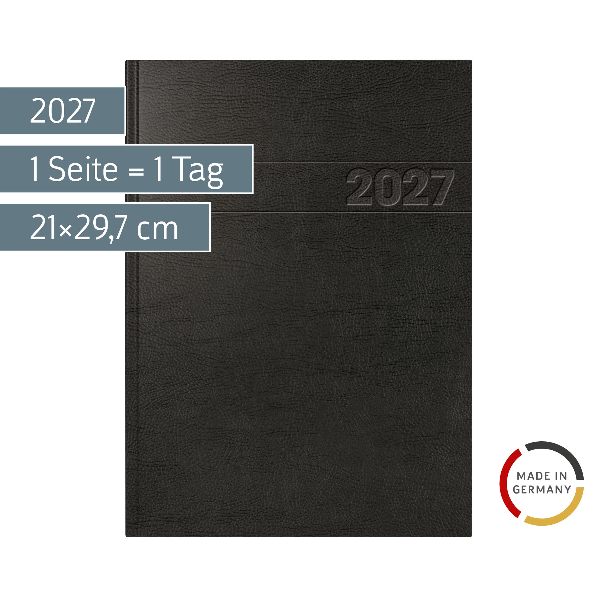 BRUNNEN Buchkalender Mod. 787 2027 | A4, Kunststoff, schwarz