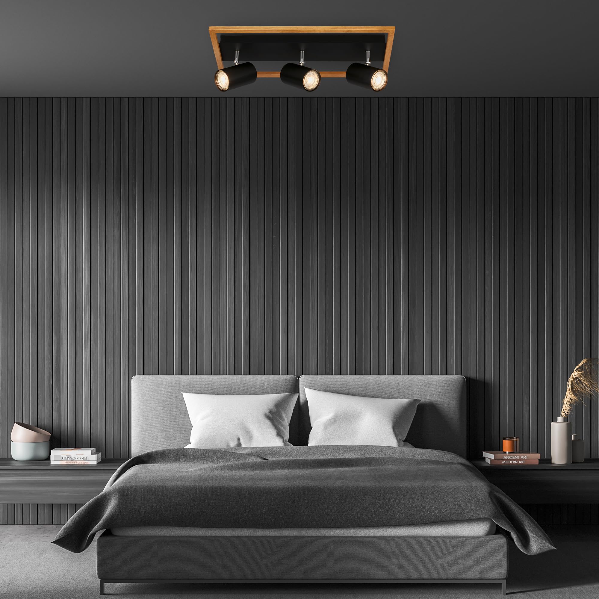 LED plafondspot 2 vlammen zwenkbaar 350°,plafondlamp met lagere gloed 15W 2x5W GU10 spots,3000K warm witte plafondspot, moderne plafondlamp lamp, spot voor keuken,zwart voor binnen en buiten