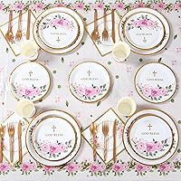 Vista 4 de Platos de bautismo y servilletas para fiestas (azul)