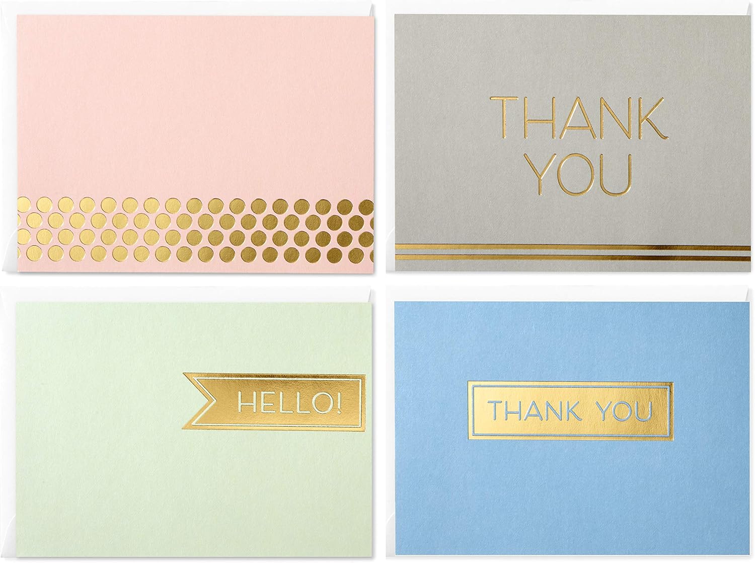 Hallmark Boxed Thank You Cards Assortment, Classic Gold Foil (Four