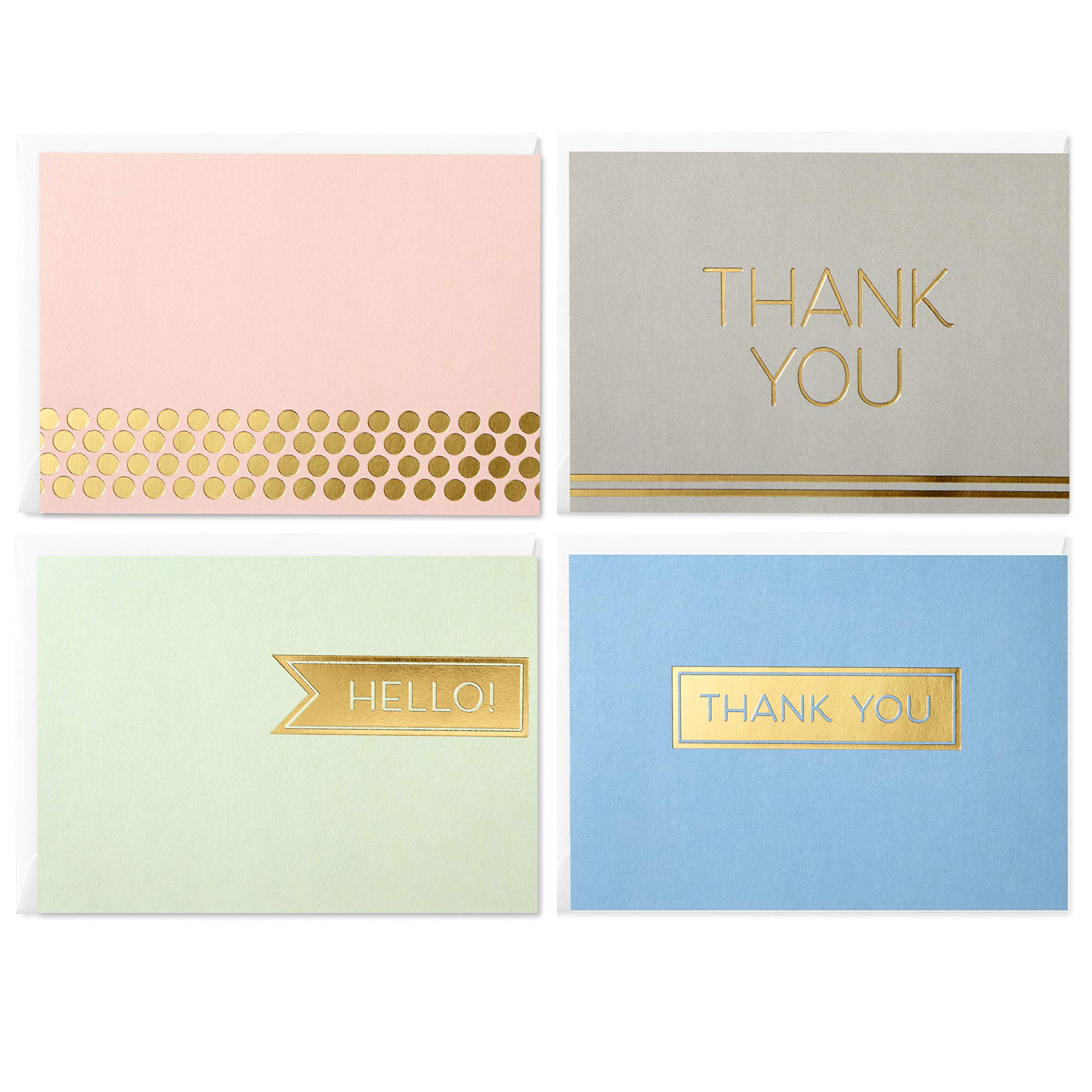Hallmark Boxed Thank You Cards Assortment, Classic Gold Foil (Four Assorted Designs, 40 Cards with Envelopes)