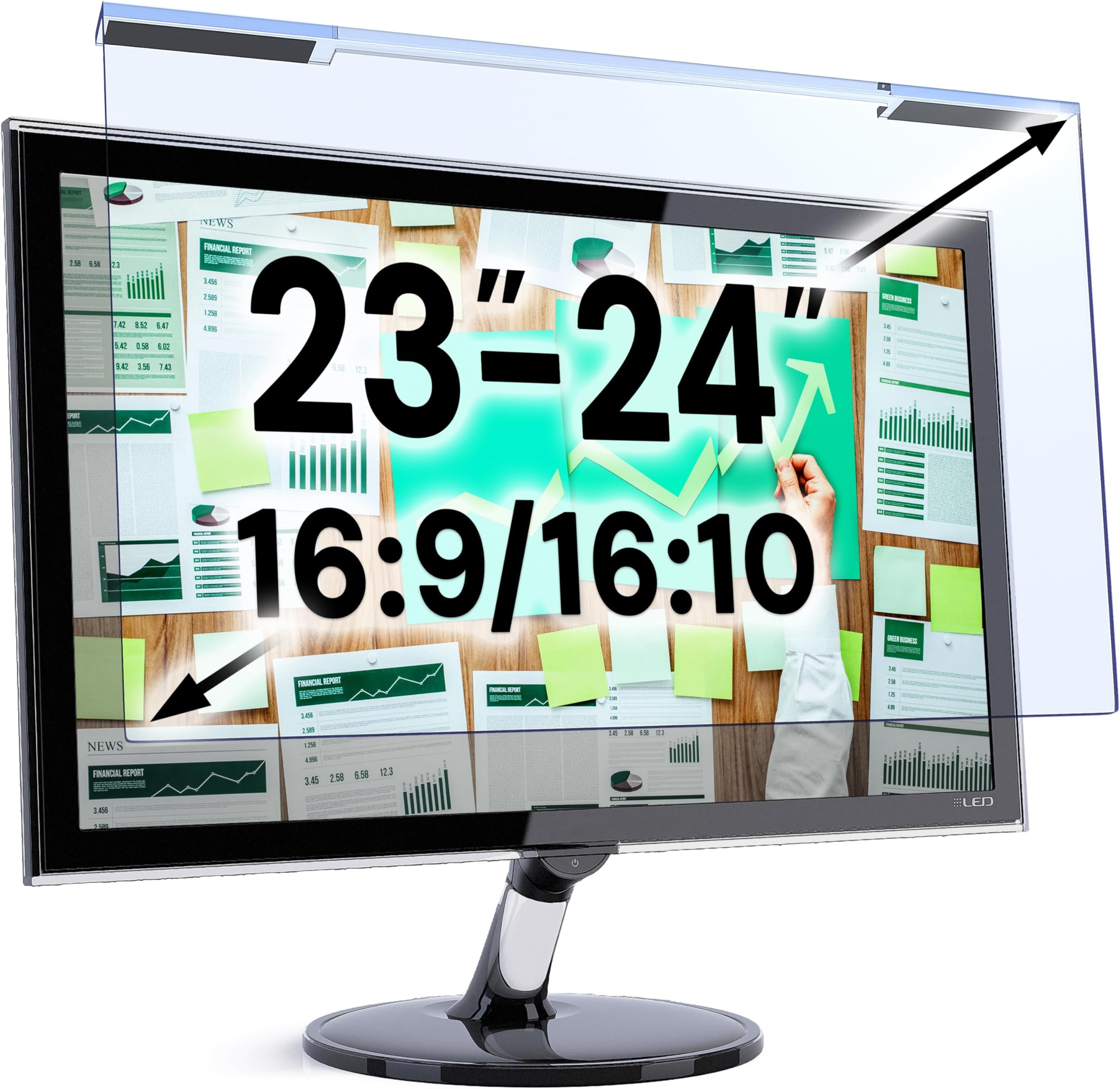 VINTEZ Blue Light Screen Protector for 23, 23.6, 23.8, 24 Inch Computer Monitor and Laptop – Anti-UV Blue Light Blocking Film for Desktop PC, Eye Protection Filter, 21.2" x 13.4", 1 Pack