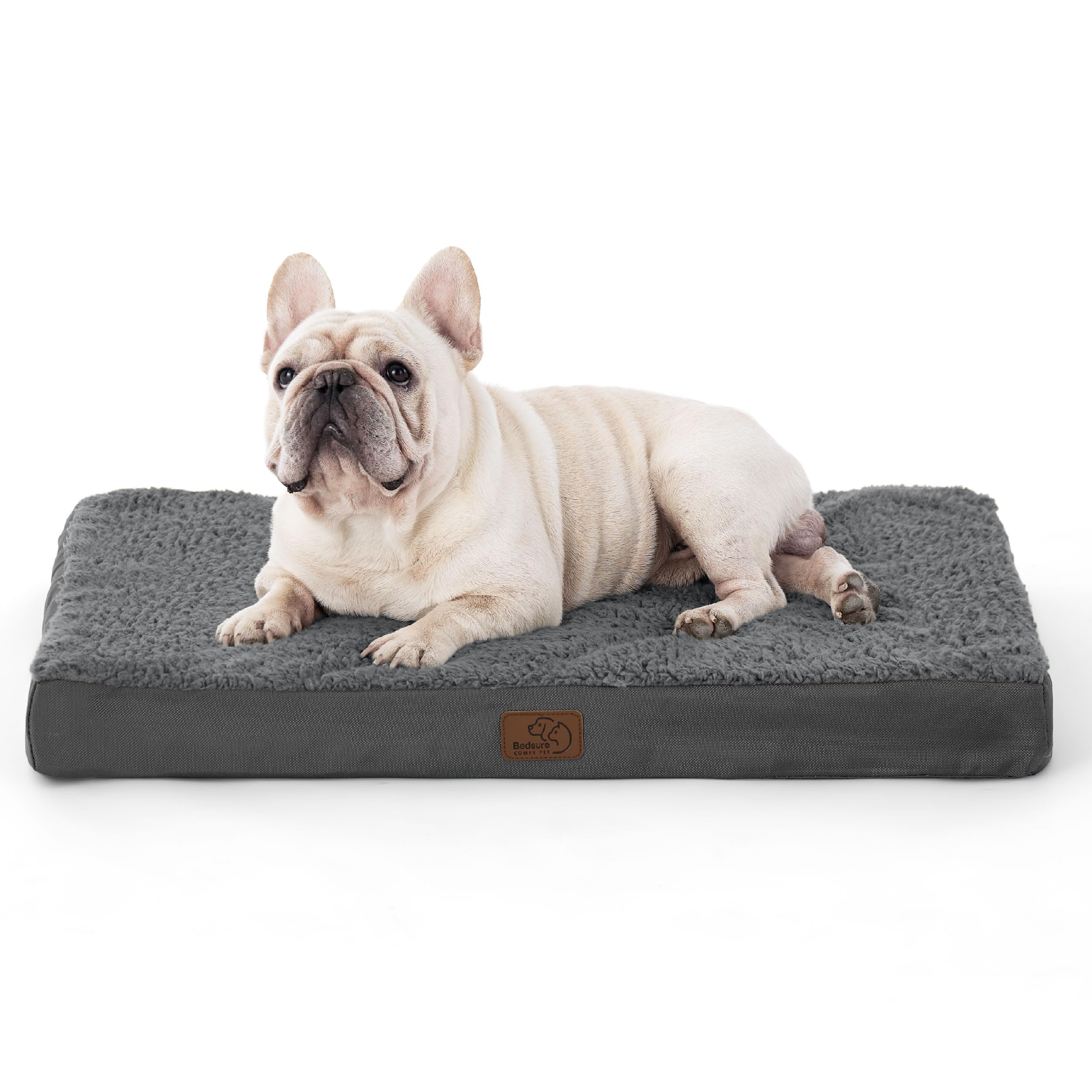 Bedsure Cuscino per Cane Medio - Materassino per Cani Taglia Media Interno Cuscino Cane Sfoderabile Lavabile 76x51x7,6 cm Grigio