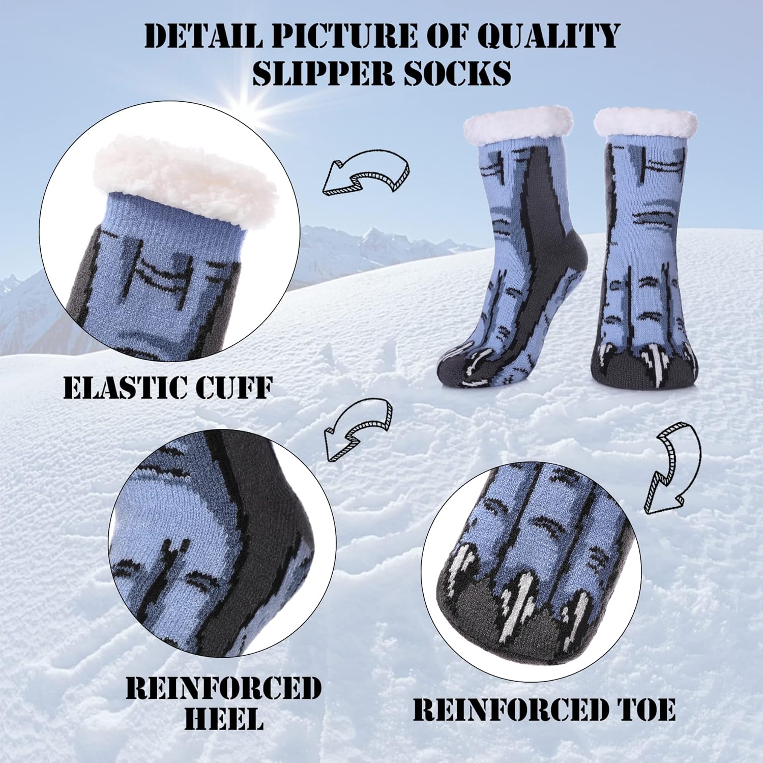 MQELONG Kids Slipper Fuzzy Socks Boys Girls Fluffy Fleece Lined Warm Plush Sherpa Winter Non Slip Christmas Home Socks - Image 5