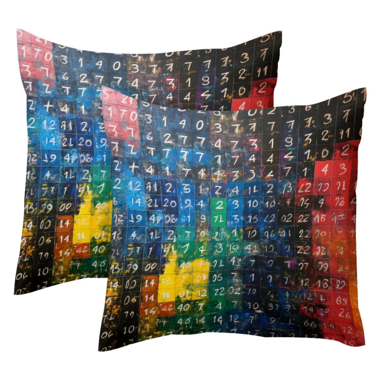 Housses de coussin en velours 50x50 cm lot de 2 avec motifs chiffres arabes double face