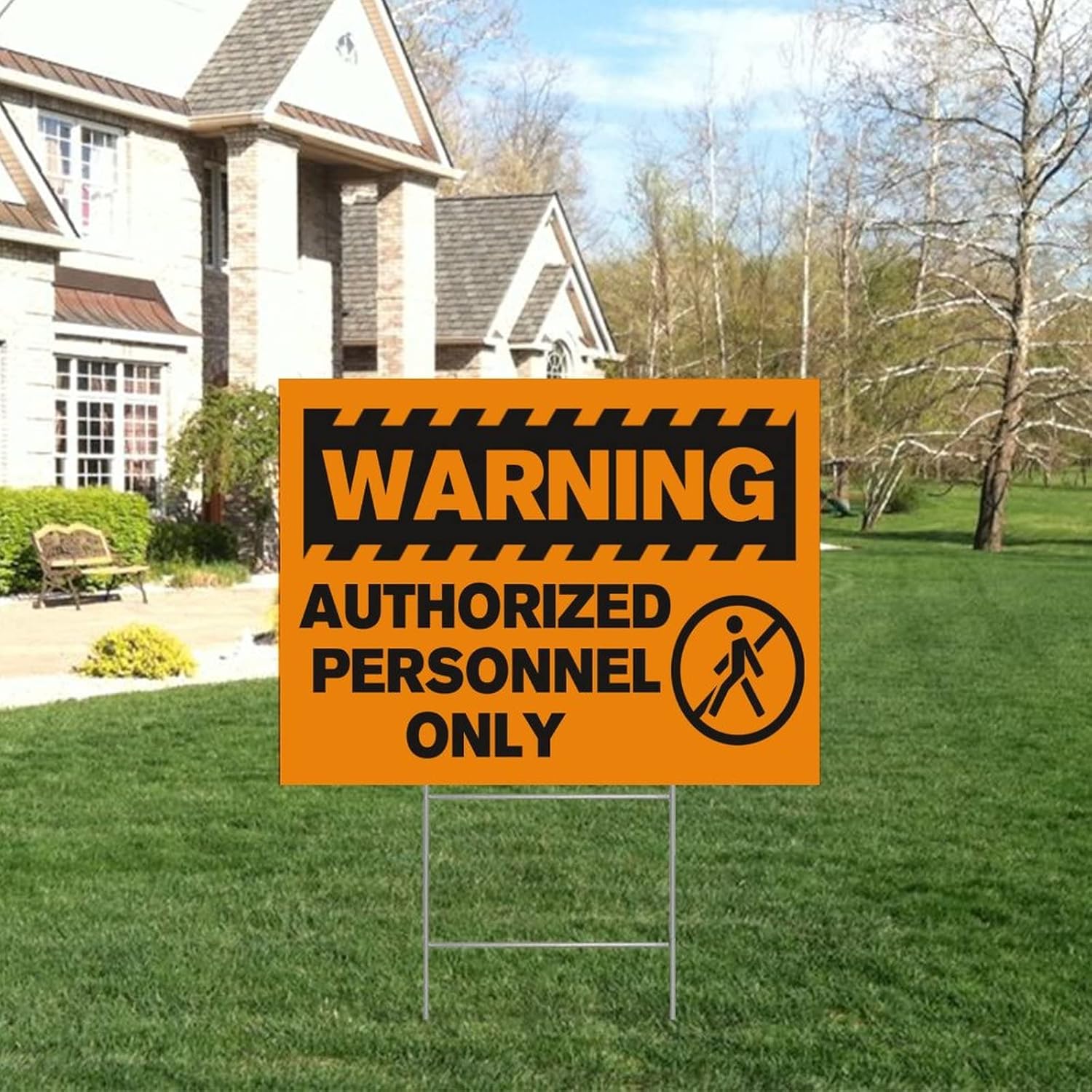 Warning Authorized Personnel Only Decorative Yard Sign with Metal H-Stakes Vintage Warning Sign Weatherproof Street Yard Sign for Outdoor Road Farm House Yard Lawn Decor Poster 18x24 Inch