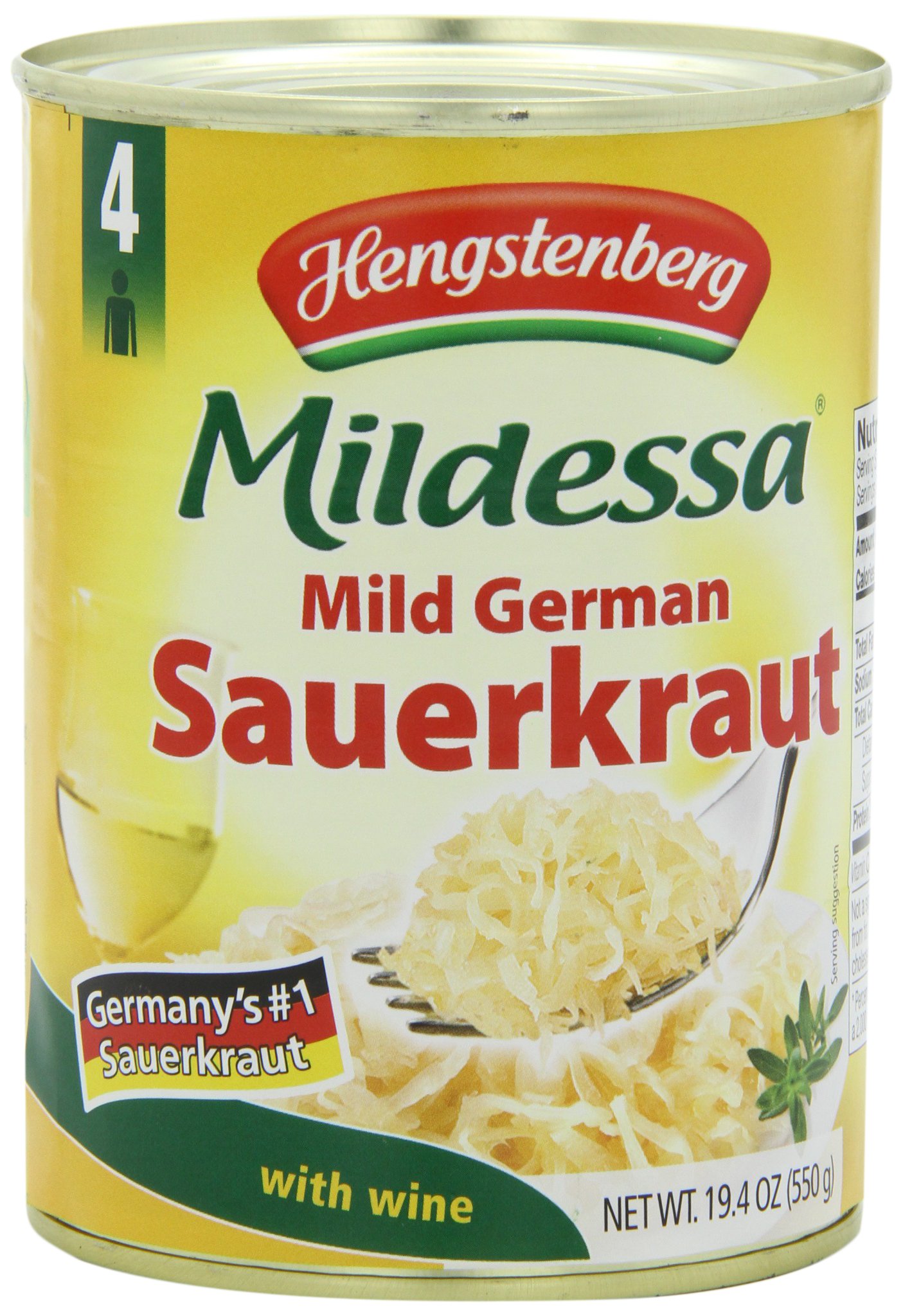 Hengstenberg Mildessa Weinsauerkraut 4 Portionen, 12er Pack (12 x 580 ml Dose)